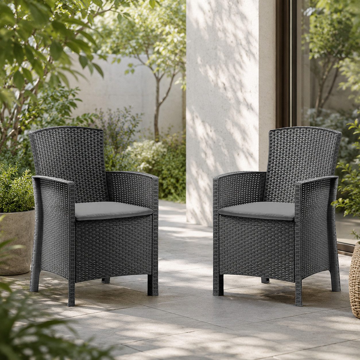 Bica Gartenstuhl 2-er Set wetterfest in Rattanoptik inkl. Kissen Final SALE