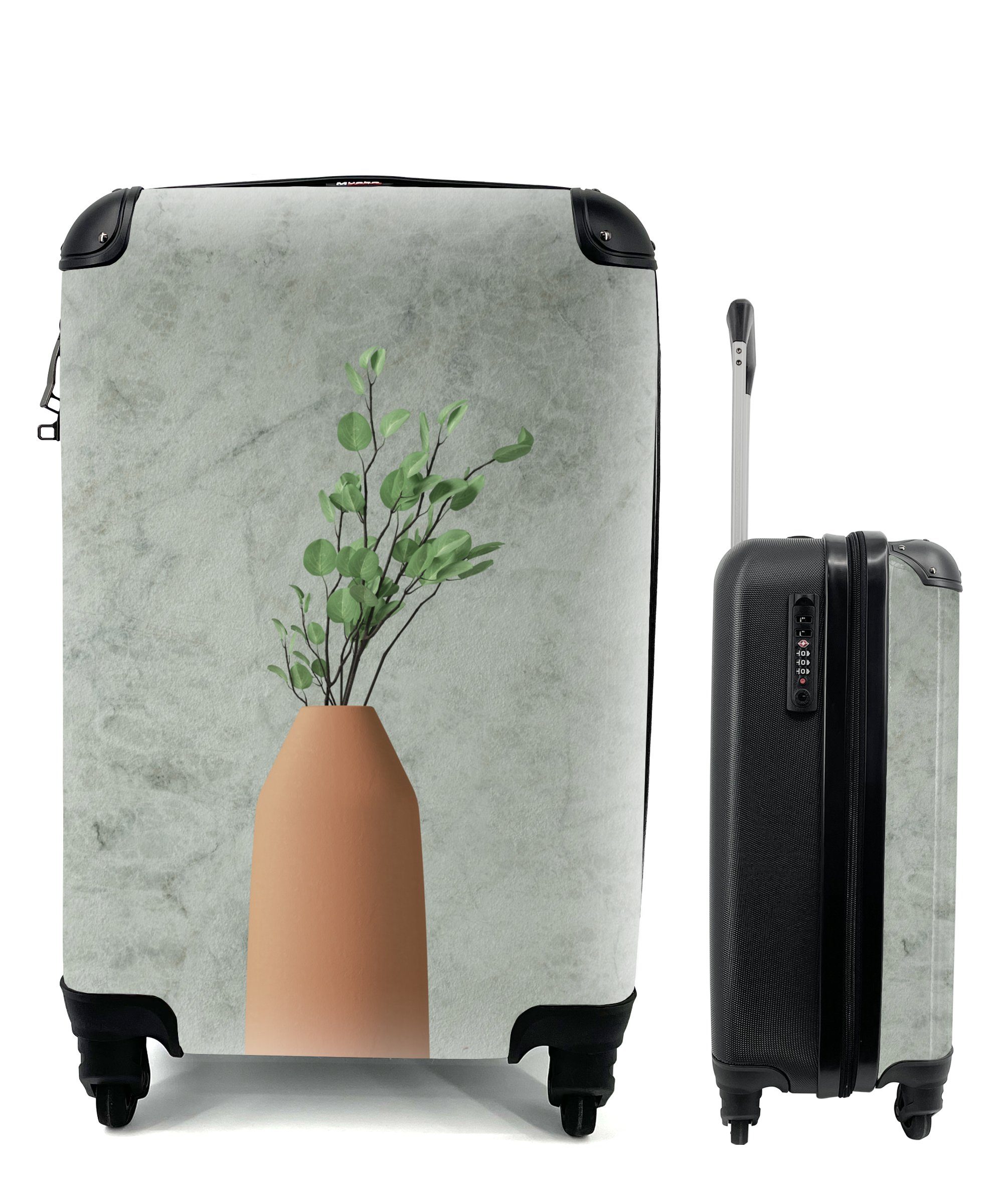 MuchoWow Handgepäckkoffer Vase - Pflanzen - Stilleben, 4 Rollen, Reisetasche mit rollen, Handgepäck für Ferien, Trolley, Reisekoffer
