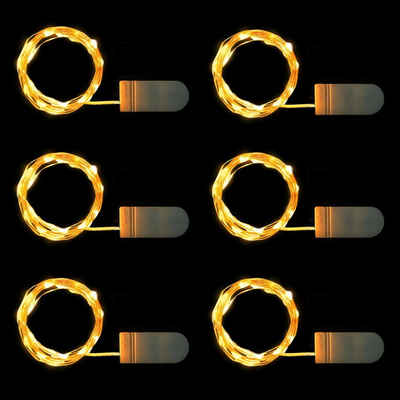 Lapalife LED-Lichterkette »6 Packungen, je 2M, Silberdraht, wasserdicht, Batterie, für Urlaub Party Hochzeit Weihnachten Flaschendekoration«