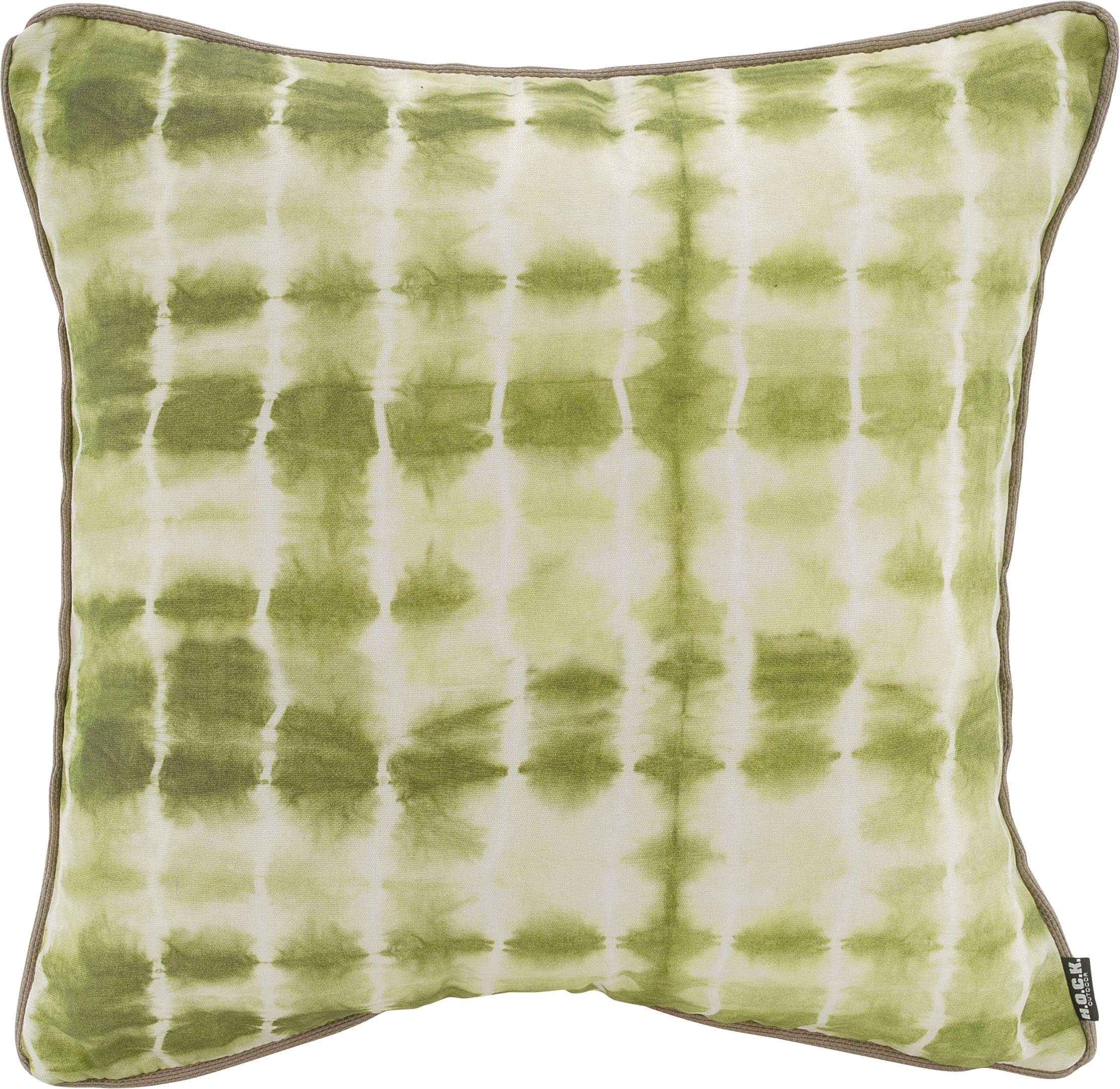 H.O.C.K. Dekokissen Badu Batik Midnight Outdoor, mit Keder, Kissenhülle mit Füllung, 1 Stück