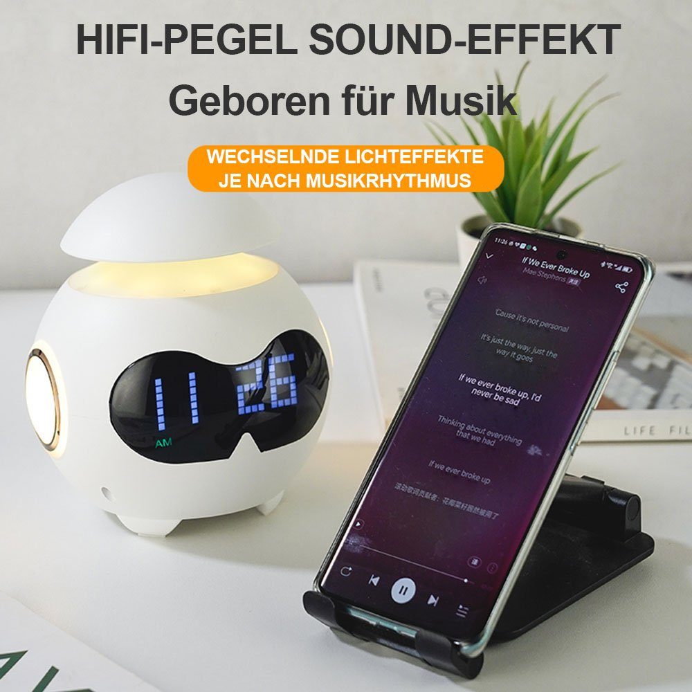 Merry 2024 Wecker Bluetooth-Lautsprecher,Digital Wecker tragbar USB-Anschluss,LED-Nachtlicht HIFI-Pegel,Niedliche Emotion,Wecker-Funktion,Drahtlos &