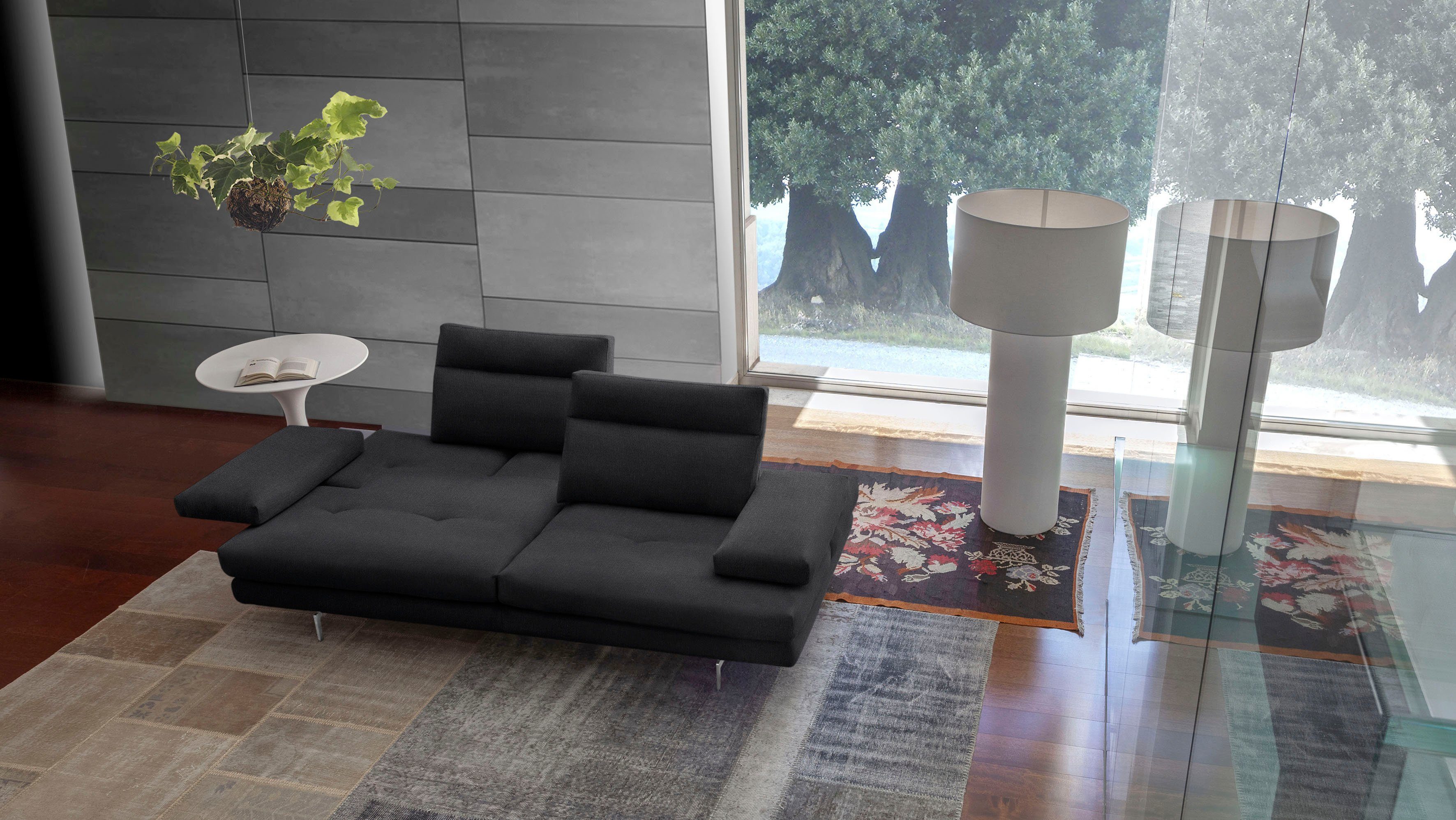 CALIA ITALIA 3,5-Sitzer Toby Wing, 228 cm breit, Designsofa mit erstklassigem Sitzkomfort, inklusive Sitztiefenverstellung, Füße in Chrom glänzend