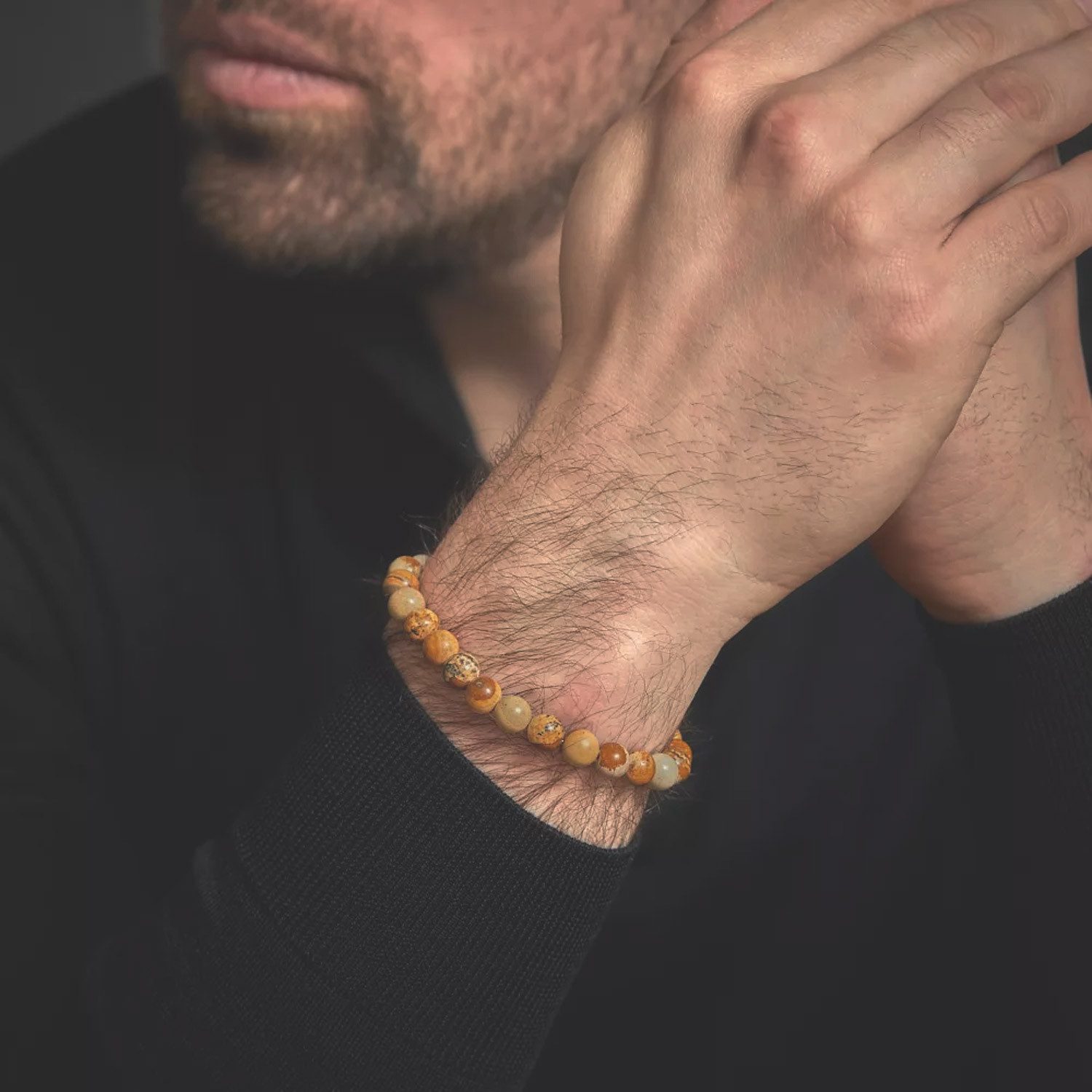 Rebel & Rose Edelstahlarmband Herren Bead-Woodstock 8 mm