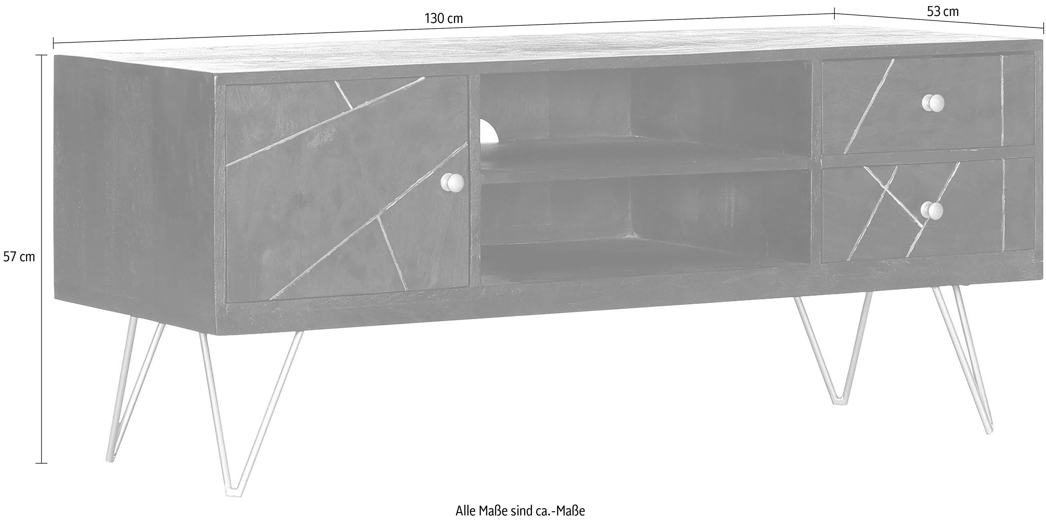 Gutmann Factory Lowboard Scan, Kommode mit modernen Haarnadel Beinen, Breite 130 cm