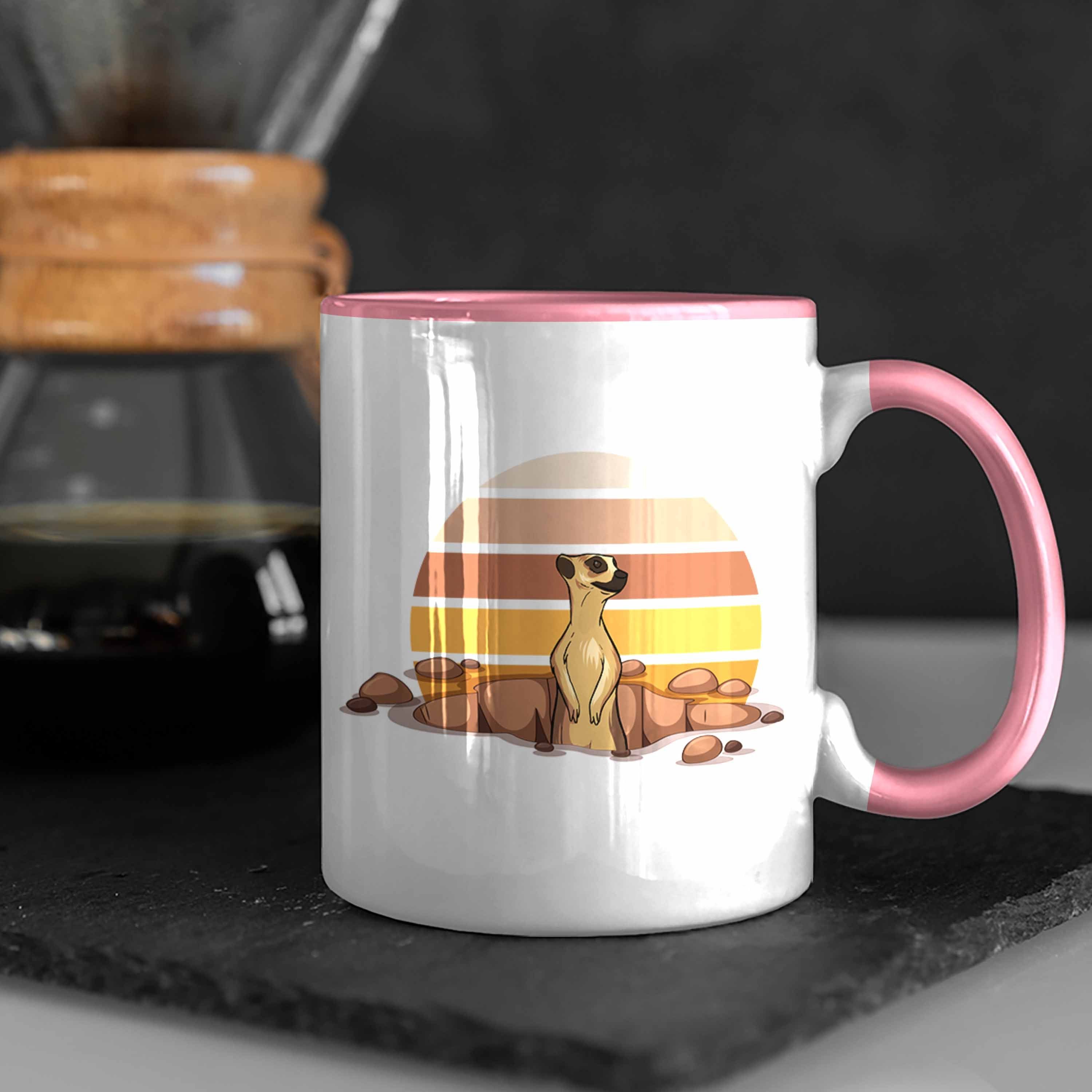 Rosa Tasse Erdmännchen Trendation Tierliebhaber für Tasse Tolles - Grafik Geschenk