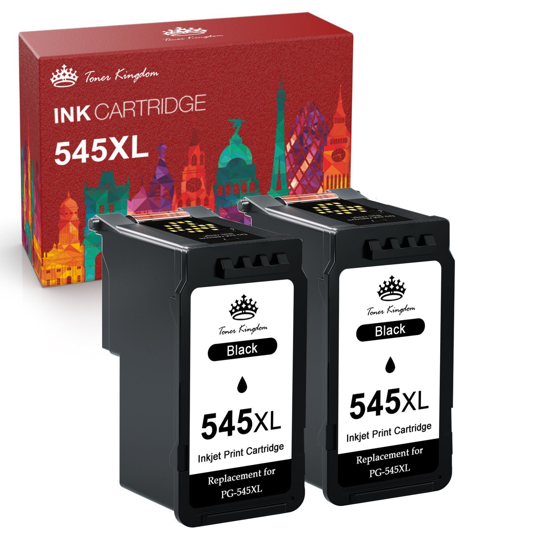 Toner Kingdom 2er-Pack Schwarz PG-545 XL PG-545XXL für CANON 545XL Tintenpatrone (2-tlg)