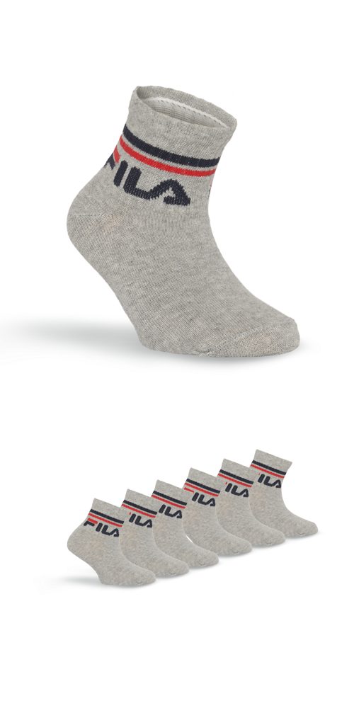 Fila Kurzsocken JUNIOR UNISEX QUARTER PLAIN SOCKS (6-Paar) mit eingestricktem Logo im Bündchen, Kindersocken