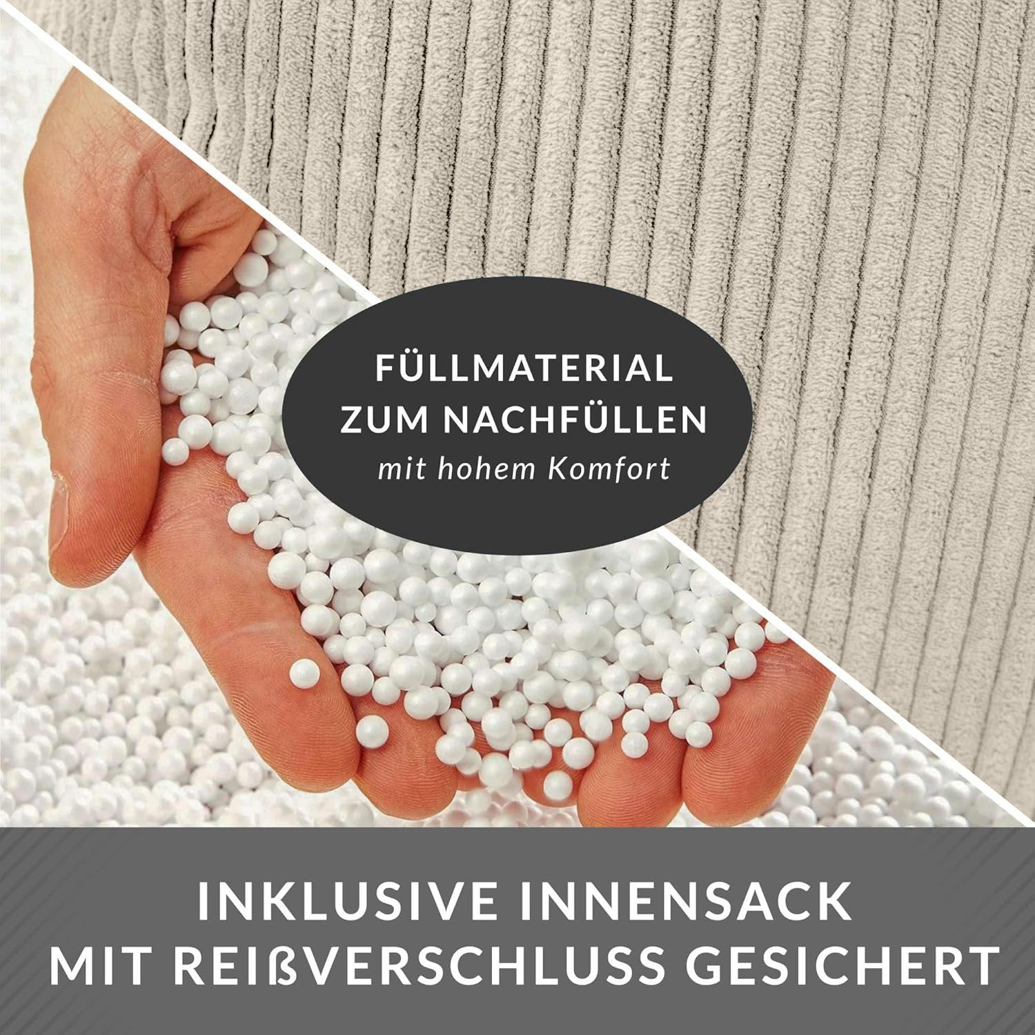 Green Bean Sitzsack Sitzsack Cozy Cord mit Rückenlehne (Indoor geeignet, waschbarer Bezug), Bean Bag Bodenkissen Lounge Sitzhocker Relax-Sessel Gamer Gamingstuhl