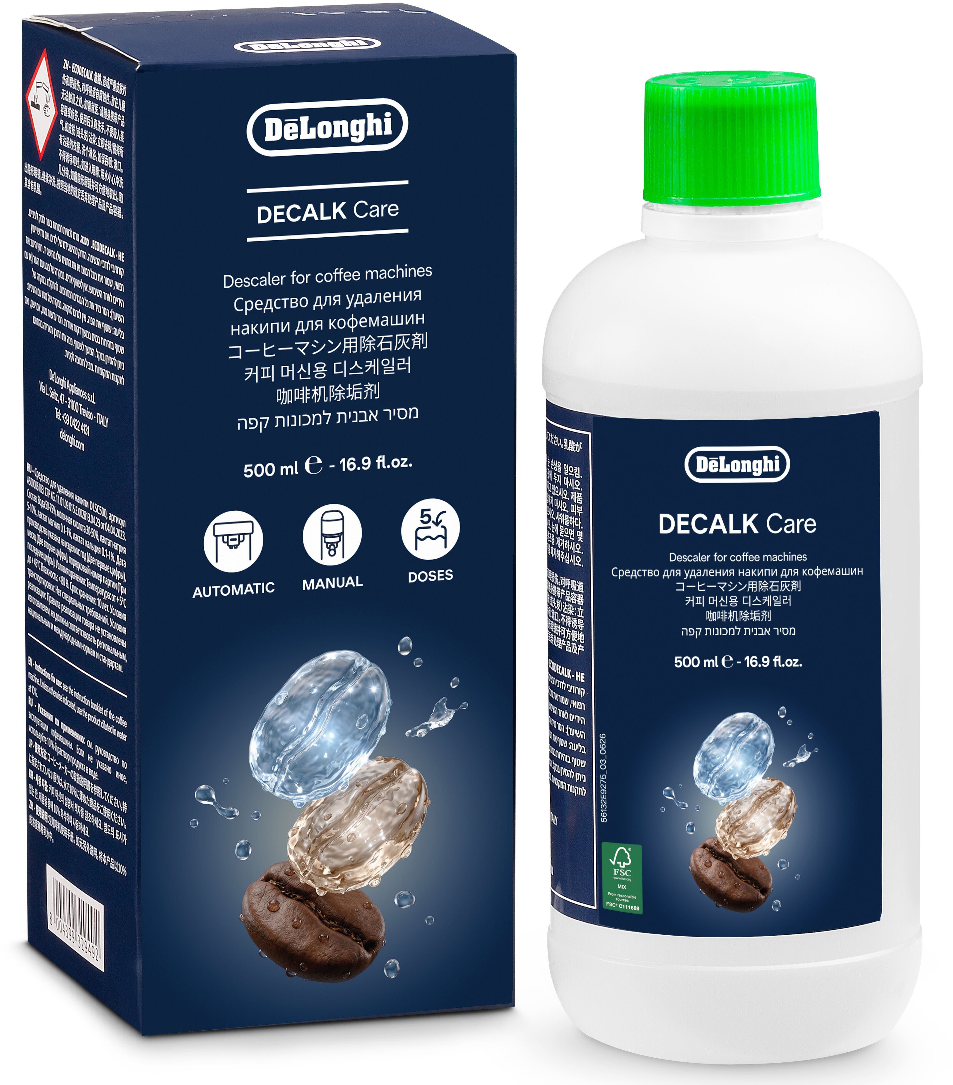 De'Longhi DLSC500 EcoDecalk Entkalker (Kalklöser für Kaffeevollautomat und Espressomaschine)
