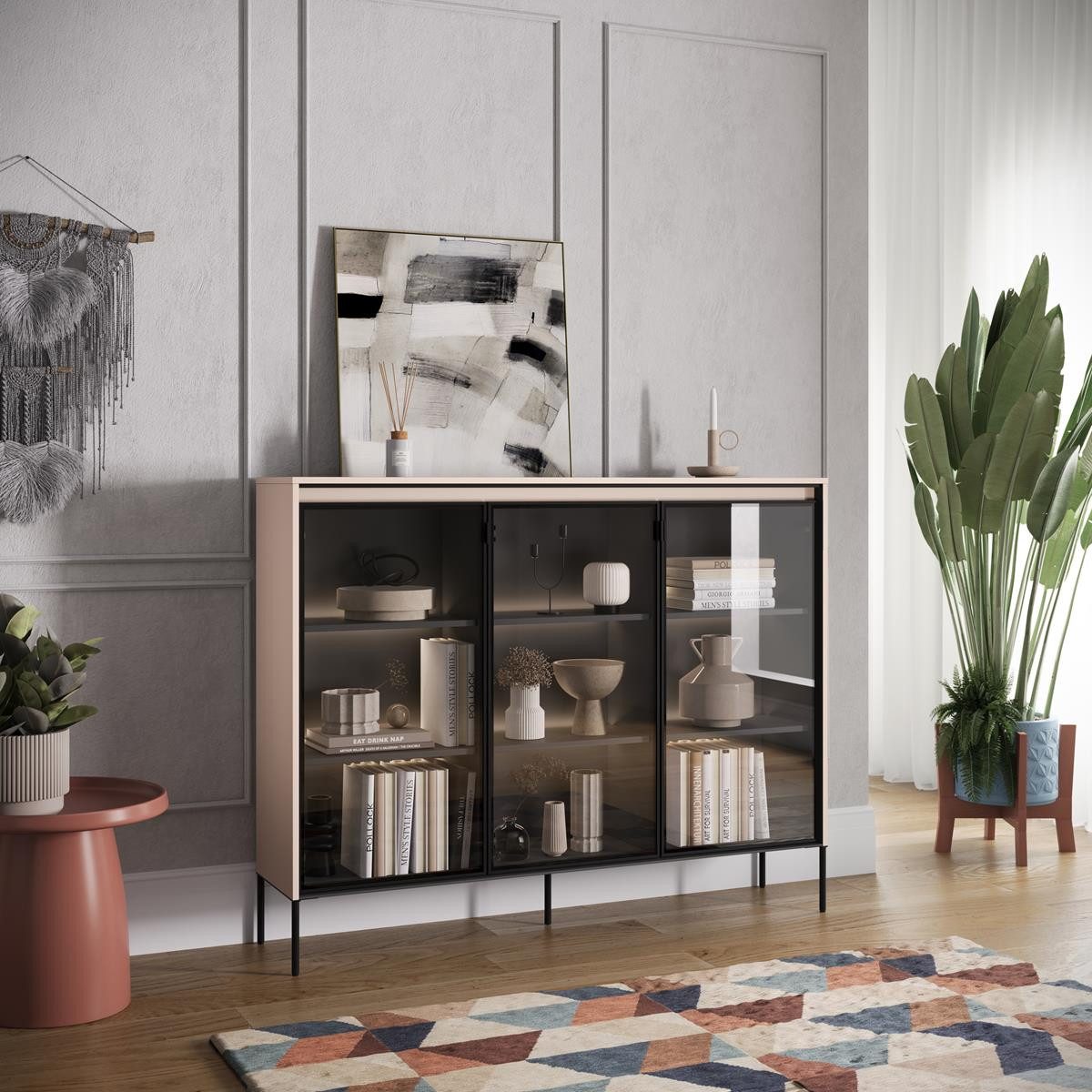 Compleo Vitrine FLORE Moderne Standvitrine mit gehärtetem Glas günstig online kaufen