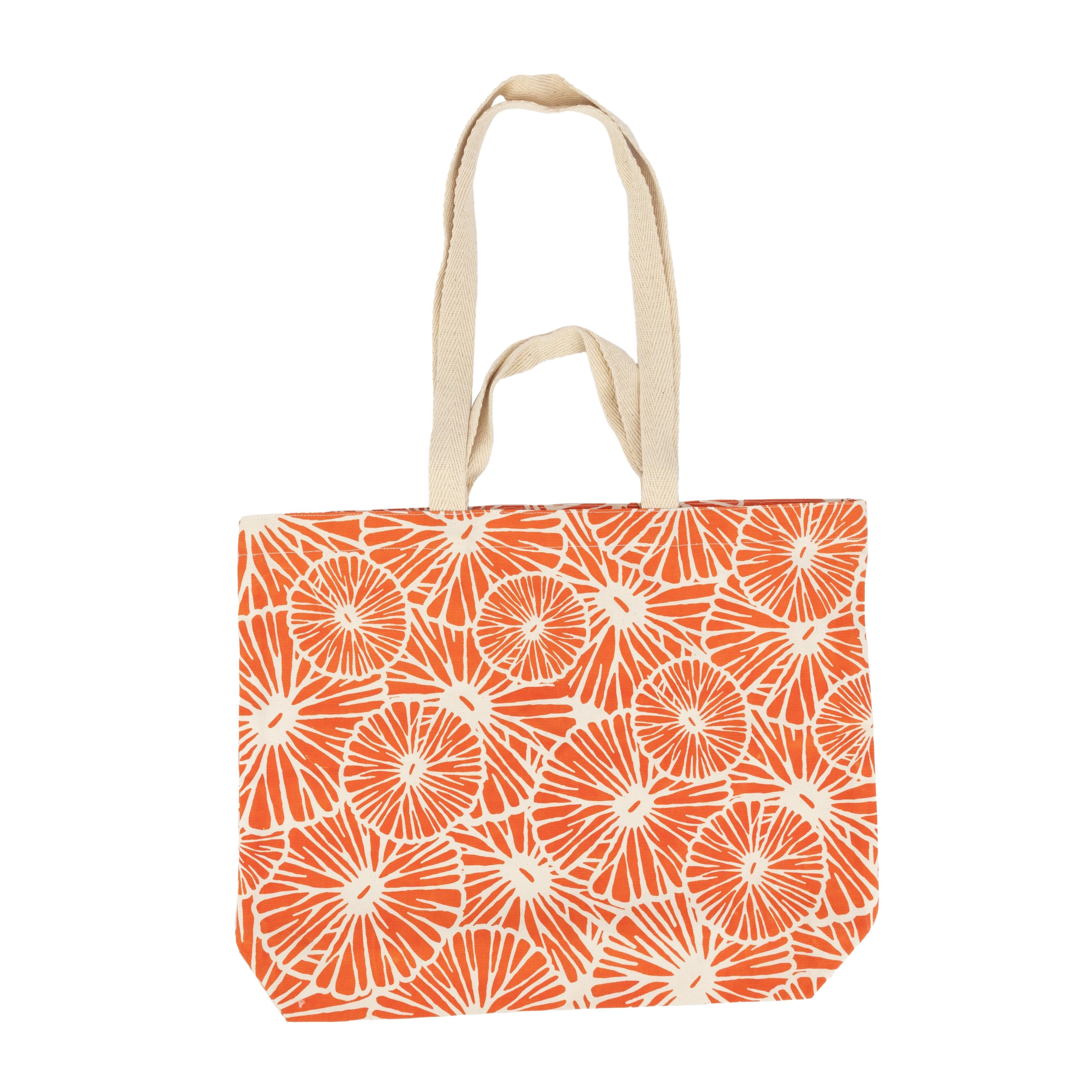 El Puente Schultertasche "Zitrus" Schultertasche aus Baumwolle in Orange, Handmade, Fair Trade