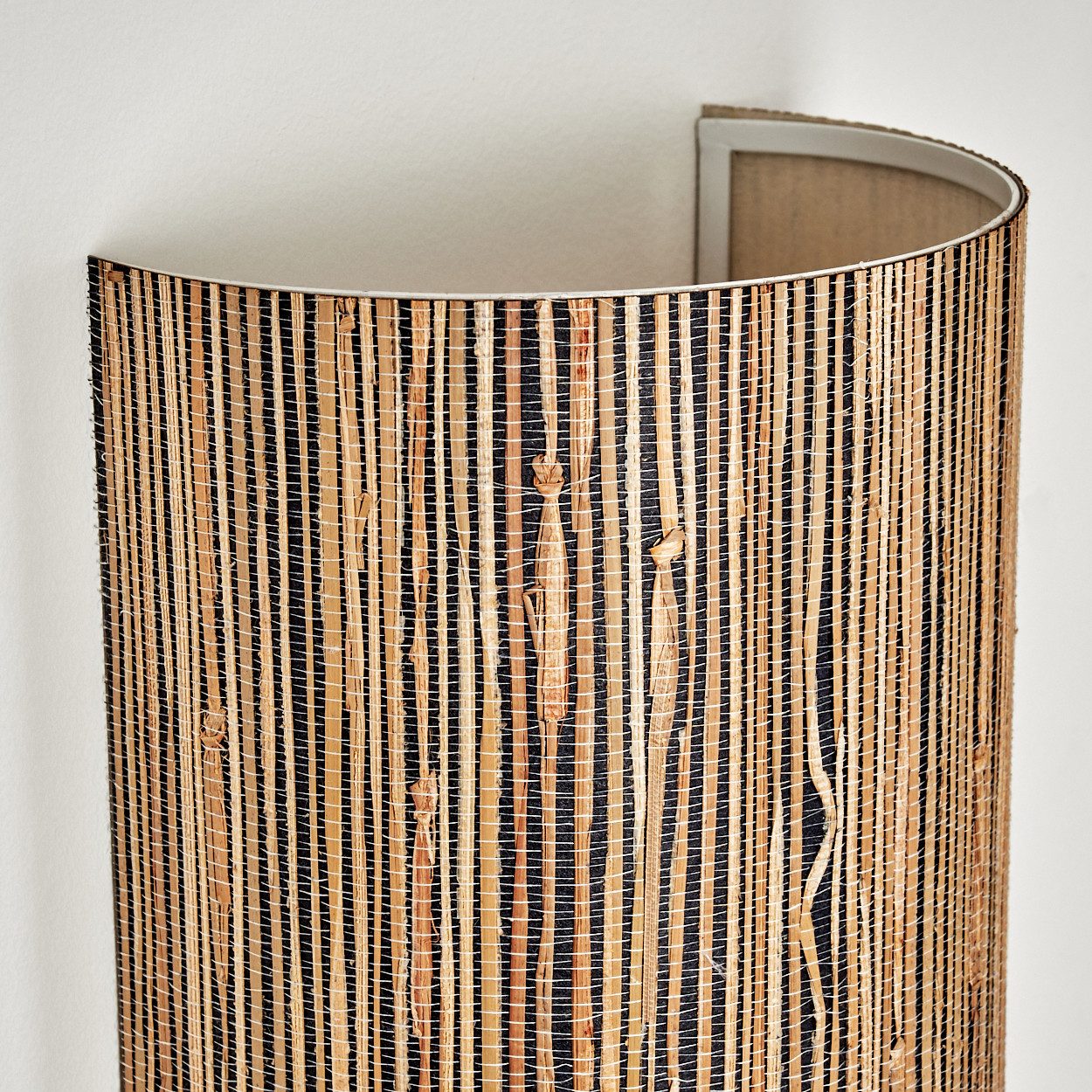 hofstein Wandleuchte Wandlampe aus Metall/Seegras in Schwarz/Braun, ohne Leuchtmittel, Wandleuchte m. Stecker/Schalter, Kabel, UP & Down Lichteffekt, 1 x E27