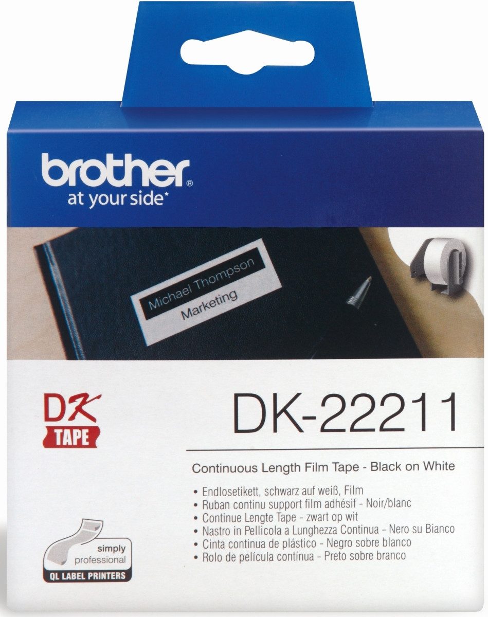 Brother Etiketten DK-Endlos-Etiketten 29mm x 15,24m weiß Folie