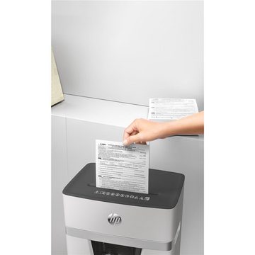 Go Europe Aktenvernichter HP OneShred 10MC, Sicherheitsstufe P-5 Micro Cut 10 Blatt Mikroschnitt 20 L weiß