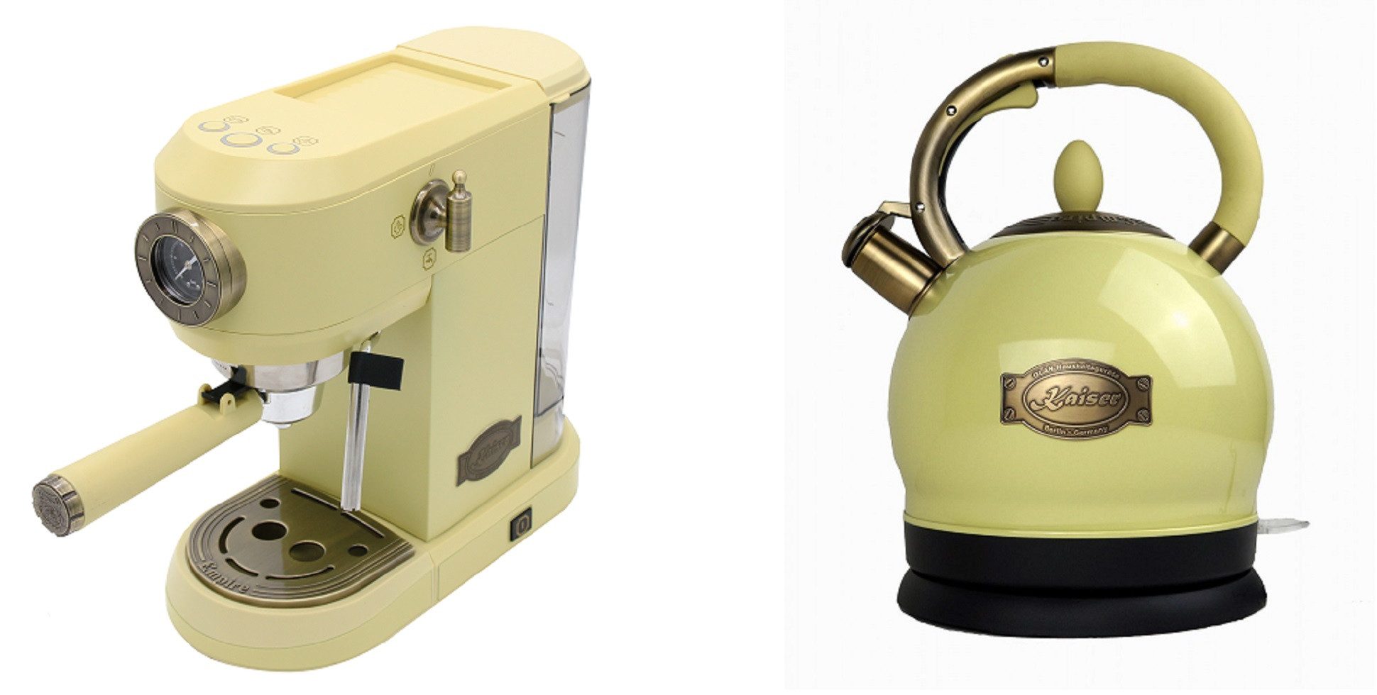 Kaiser Küchengeräte Espressomaschine,  Siebträger-Espressomaschine, 19 bar+Exklusiver Retro Wasserkocher