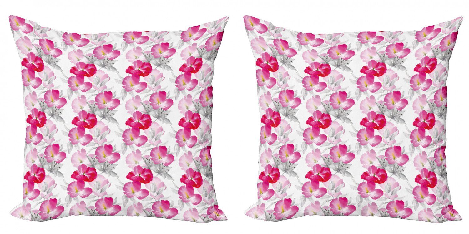 Kissenbezüge Modern Accent Doppelseitiger Digitaldruck, Abakuhaus (2 Stück), Blumen Aquarell Mohn Romantik