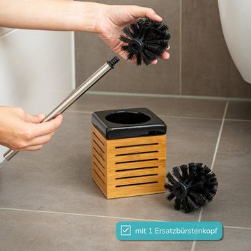 bremermann WC-Reinigungsbürste WC-Bürstenhalter, WC-Garnitur, Bambus, Keramik, schwarz