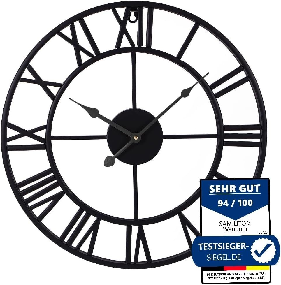 Samilito Wanduhr im Vintage-Stil Rund mit Robuster 2cm dicker Rahmen,römisc günstig online kaufen