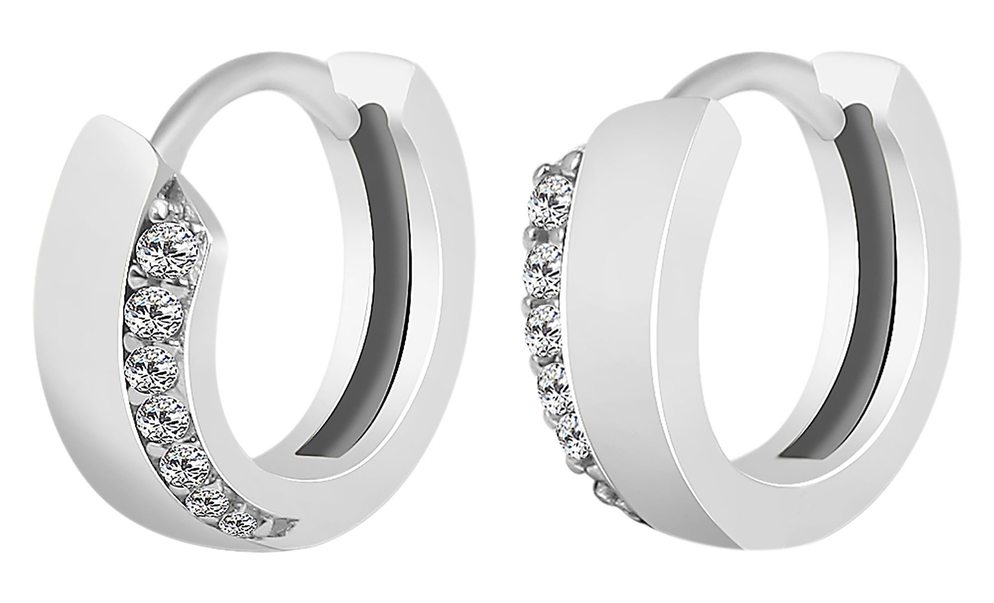 Adelia´s Klappcreolen Ohrringe – Klappcreole aus 925 Silber mit Zirkonia, Perfekt als Geschenk zum Jubiläum