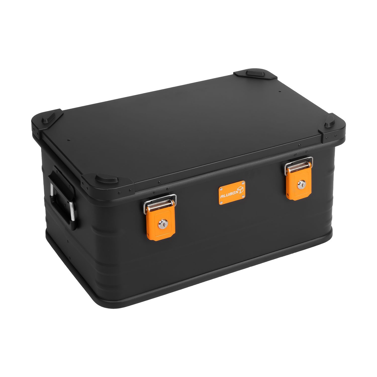 ALUBOX Aufbewahrungsbox mit Deckel Transportbox Premium E-Serie Black Edition (47 Liter), umlaufende Gummidichtung - integrierte Zylinderschlösser