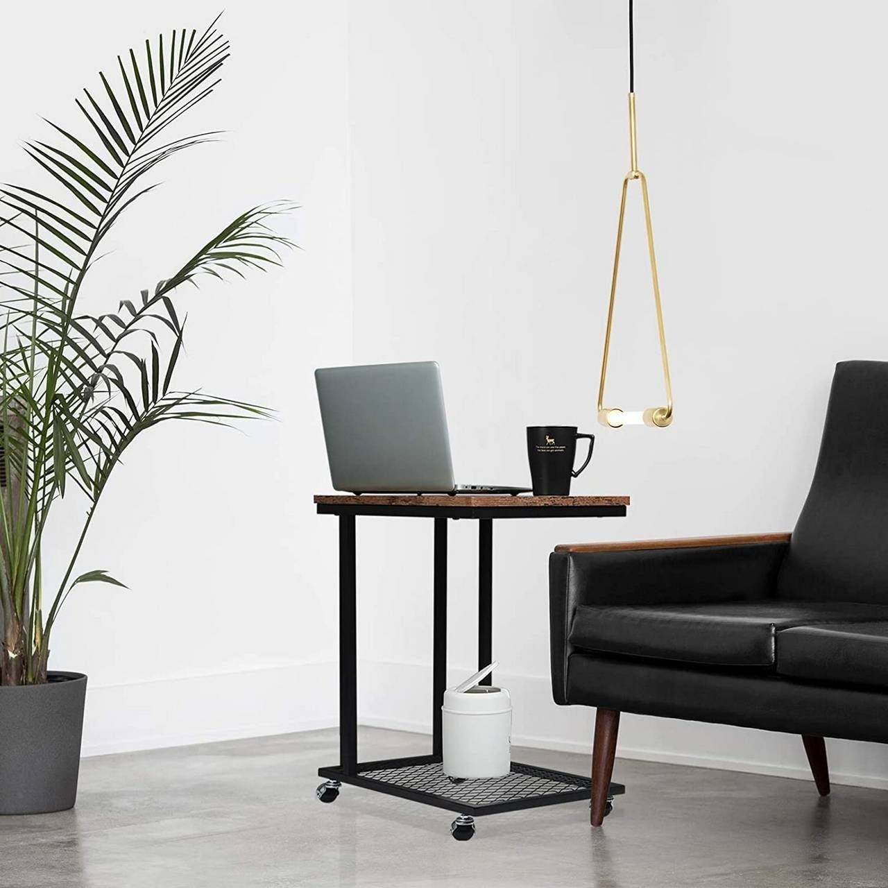 Woltu Couchtisch, Beistelltisch mit Rollen aus MDF Metall Industriedesign günstig online kaufen