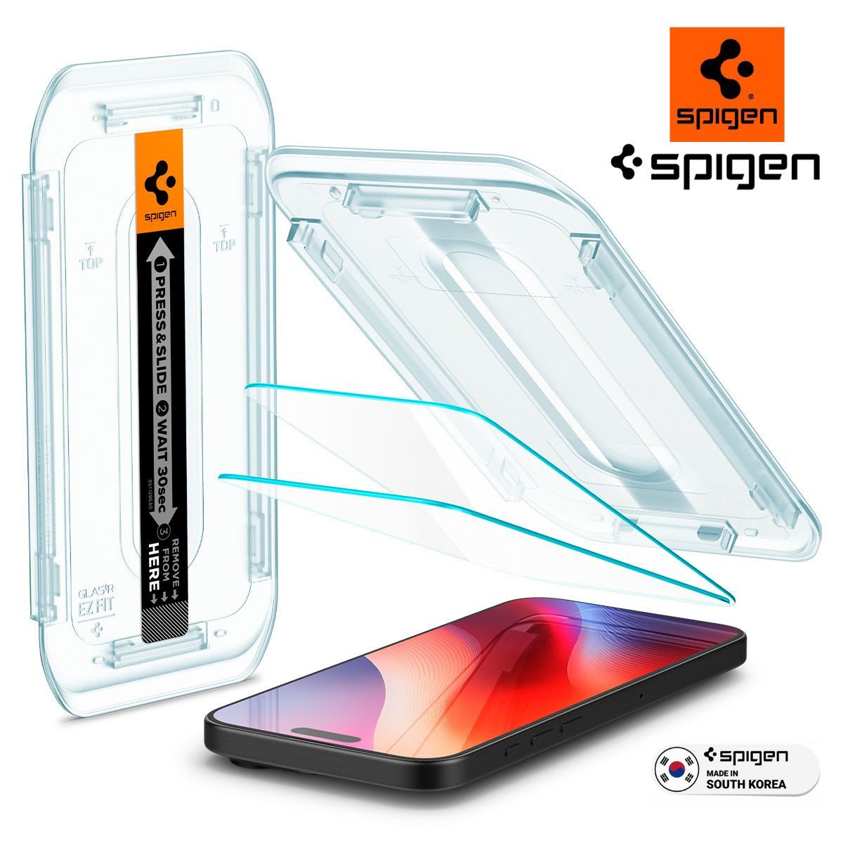 Spigen Displayschutzfolie 2x Displayschutz für iPhone 15 / 16 Schutzglas Panzerfolie Echt Glas, 2 Stück, Tempered Glass, Anti-Fingerabdruck, Case Friendly, Hartglas