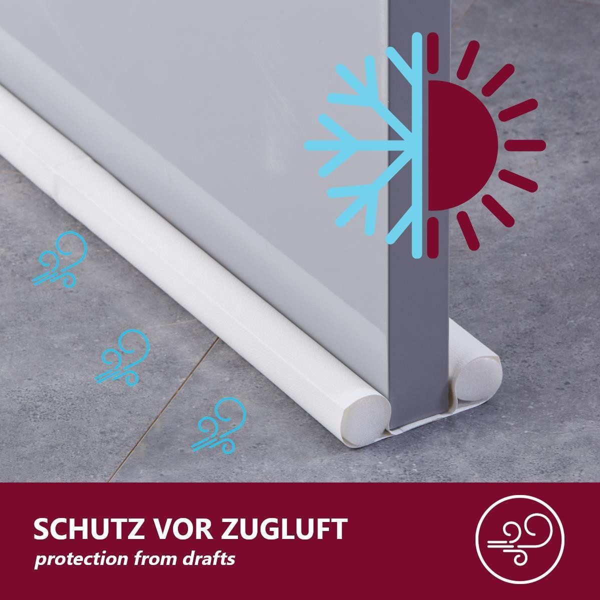 HOOZ Zugluftstopper für Türen, PU Leder Türdichtung, Türdichtung Luftzugstopper, 2-tlg., Platzsparend verpackt