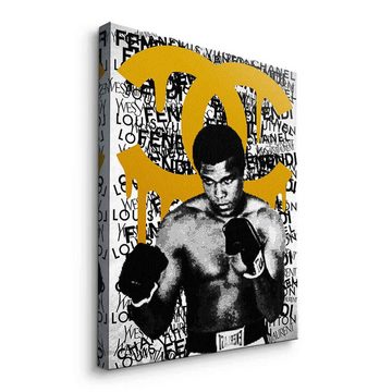 DOTCOMCANVAS® Leinwandbild ALI BRAND (orange), Leinwandbild Muhammad Ali Portrait Boxen Sport luxus Coco Chanel