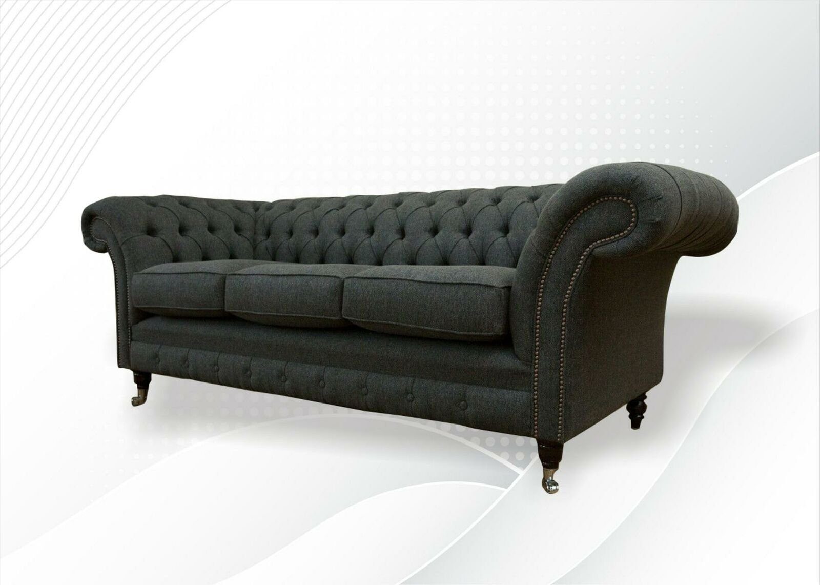 Grauer Chesterfield Luxus Chesterfield-Sofa Couch Europe Polstermöbel Made Neu, in 3-er JVmoebel Dreisitzer