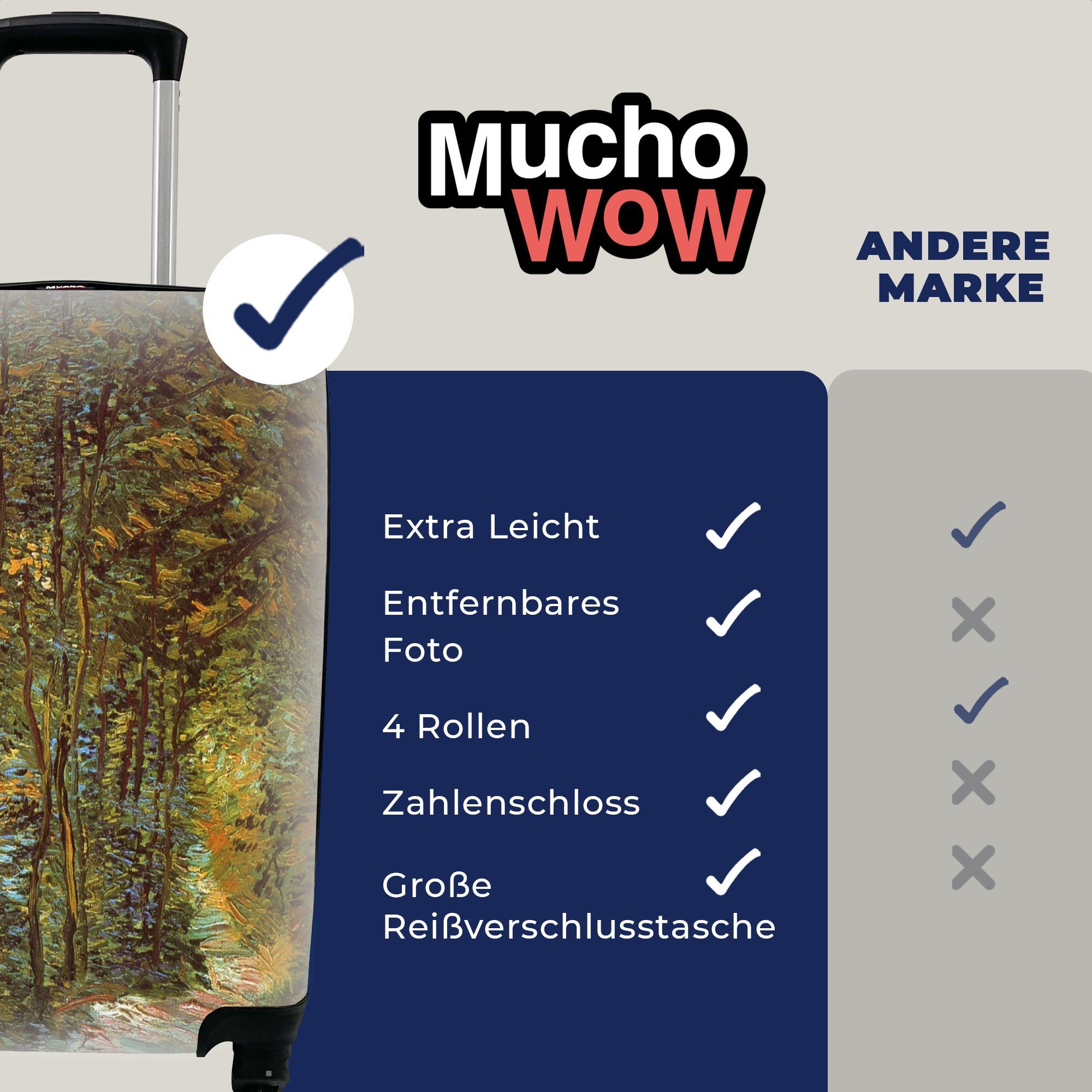 MuchoWow Handgepäckkoffer In den 4 Trolley, rollen, Vincent Gogh, Wäldern Ferien, Rollen, für Reisekoffer Reisetasche Handgepäck - van mit