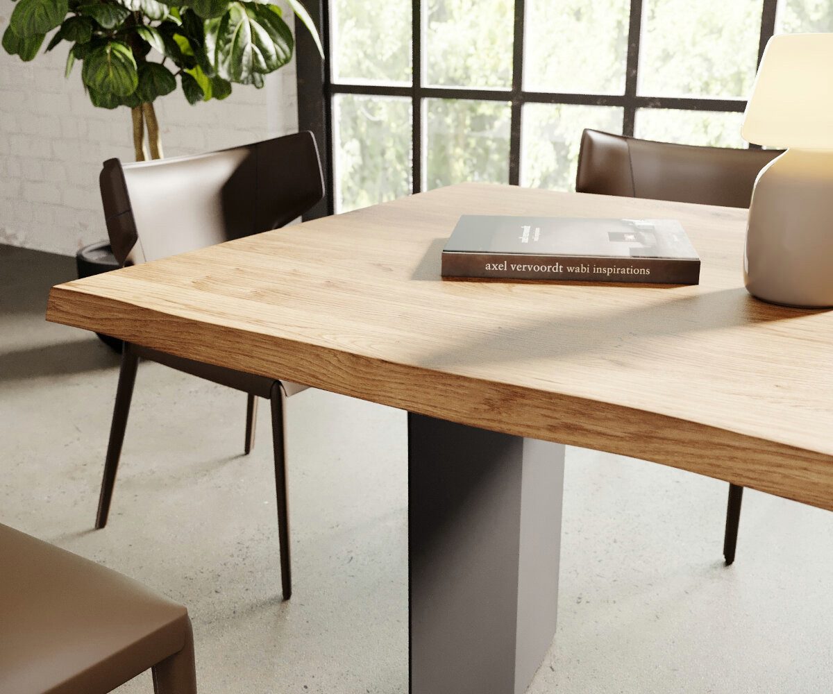 Rellgo Esstisch Ragnar, ästhetischer Holztisch aus Eiche, stabiler Wohnzimmertisch, 160 x 90 cm