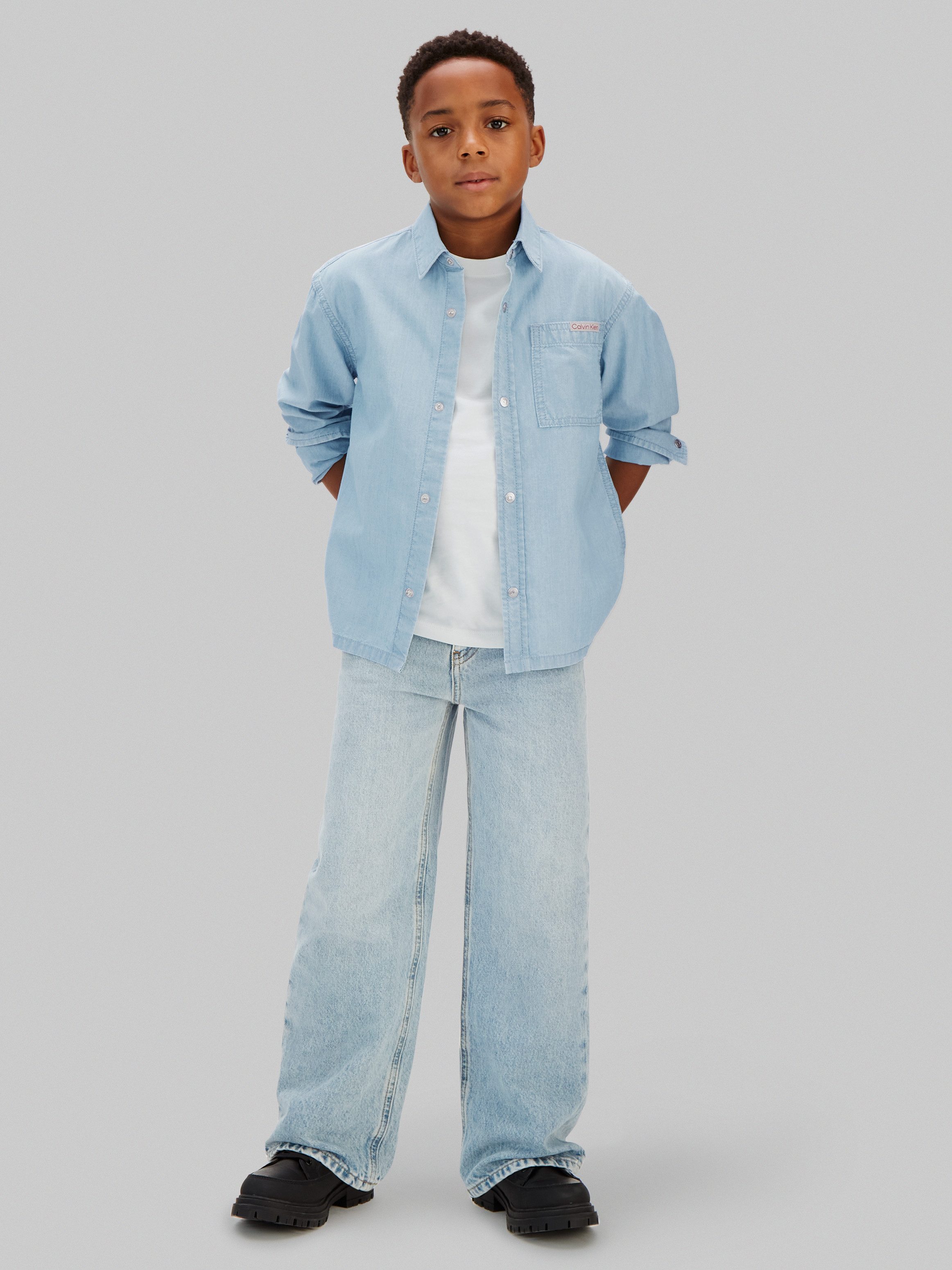 Calvin Klein Jeans Jeanshemd CHAMBRAY WOVEN Regular fit für Kinder mit Brusttasche