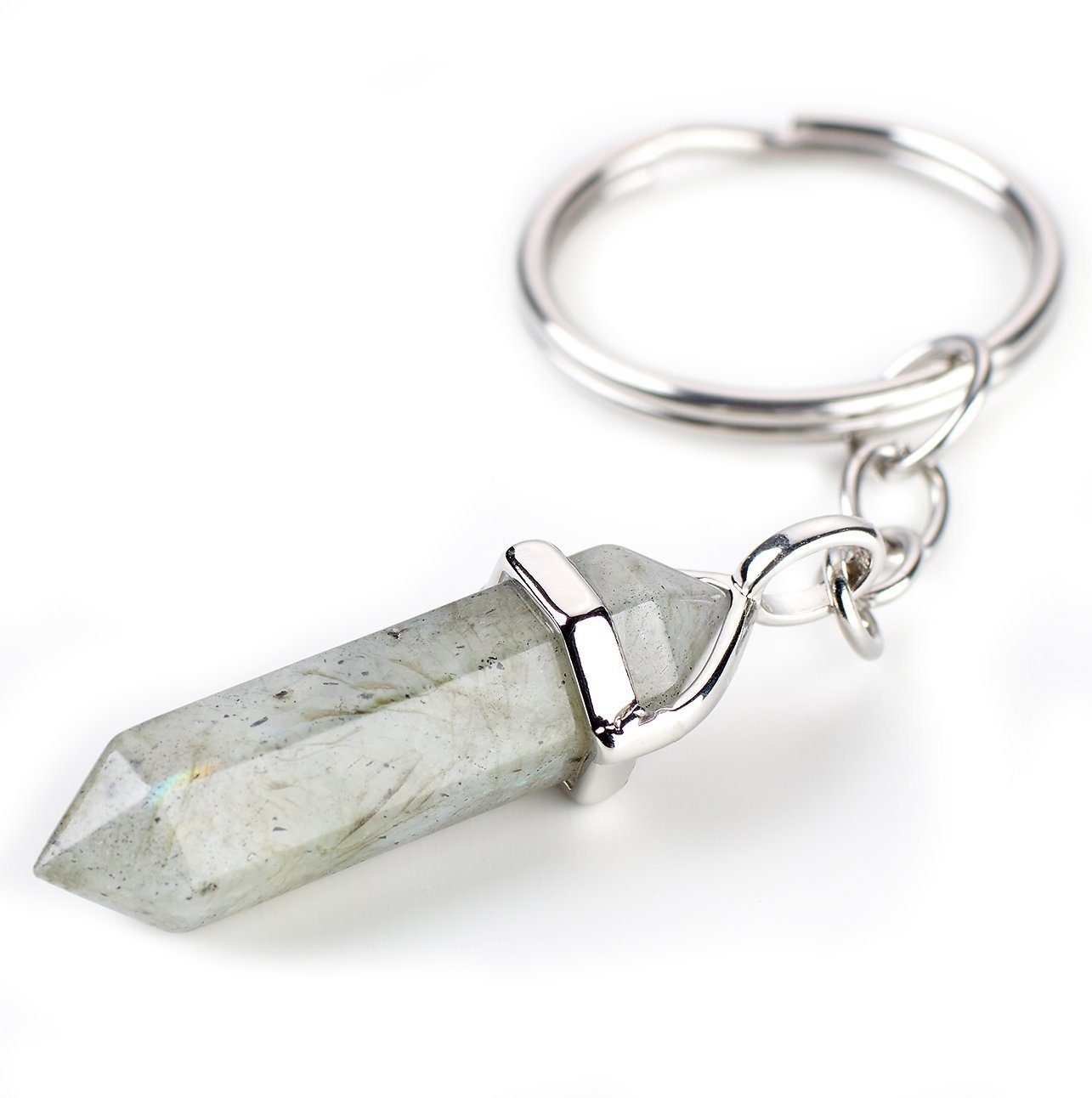 LAVISA Anhänger Schlüssel Edelstein - Schlüsselanhänger - Glücksbringer - Naturstein - Talisman, Edelstein Schlüsselanhänger Makramee Boho Glücksbringer Kristall