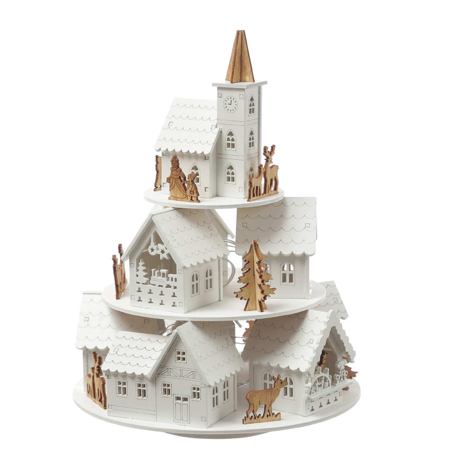 MARELIDA Weihnachtshaus LED Weihnachtsstadt Winterdorf mit Musik Spieluhr Timer H: 29cm – Bild 5 von 5