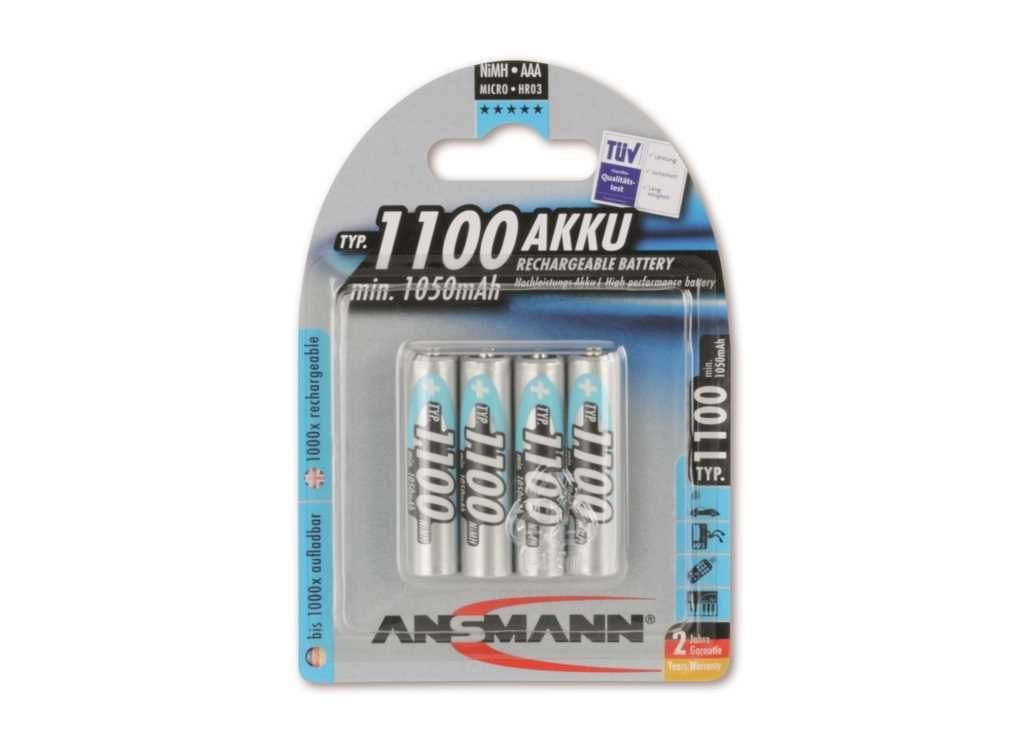 ANSMANN® Ansmann NiMH-Akku Typ 1100 Akku mAh 1050mAh (1,2 V) Micro 4er-Blister 1050