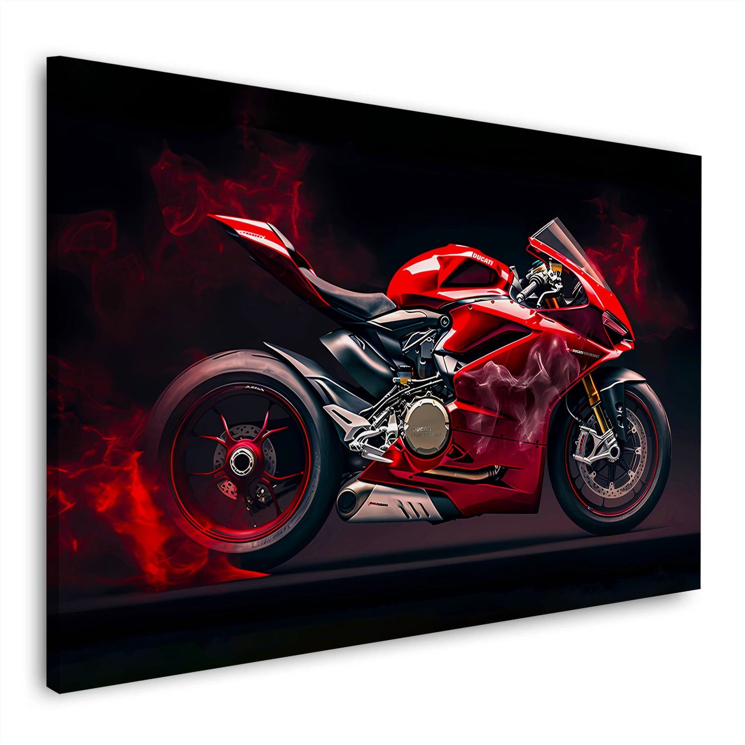 Artedinoi Leinwandbild Superbike Motorrad Flammen Kraft Wandbild Leinwandbild Kunstdruck XL D, Superbike mit Flammen