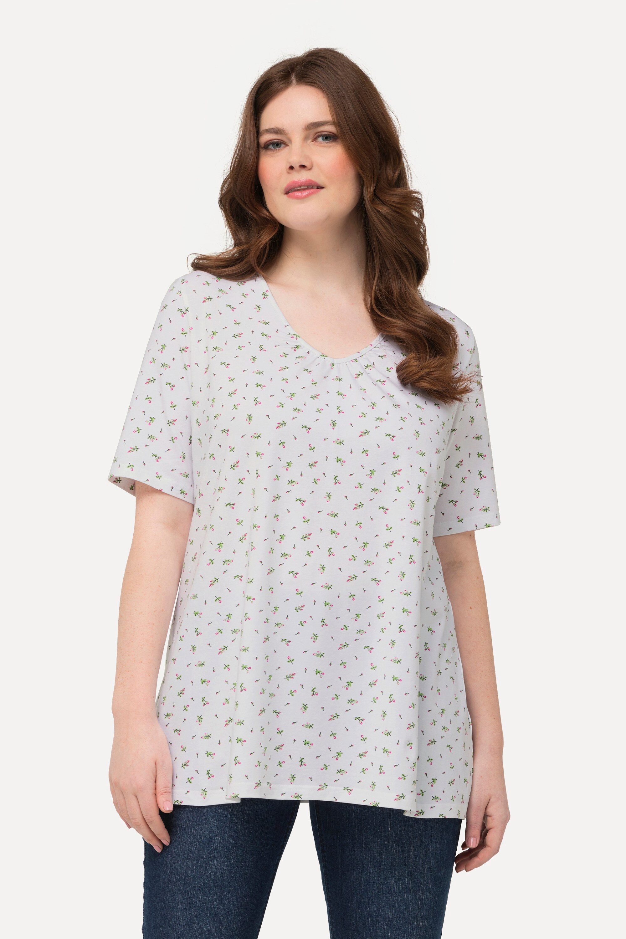Ulla Popken T-Shirt Trachten-Shirt A-Linie V-Ausschnitt günstig online kaufen