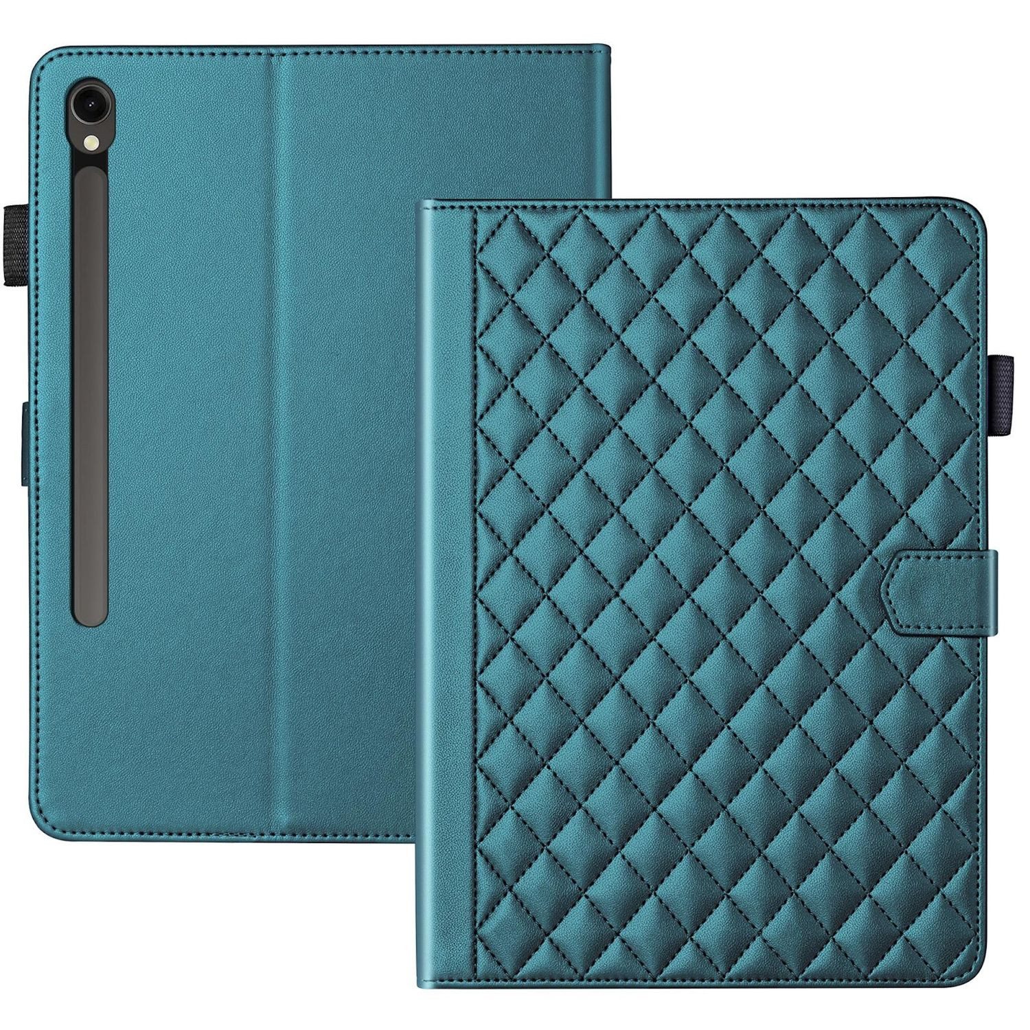 Wigento Tablet-Hülle Für Samsung Galaxy Tab S10 FE Plus Design Kunstleder Hülle Grün, Kunstlederhülle mit Rhombus-Textur und Standfunktion