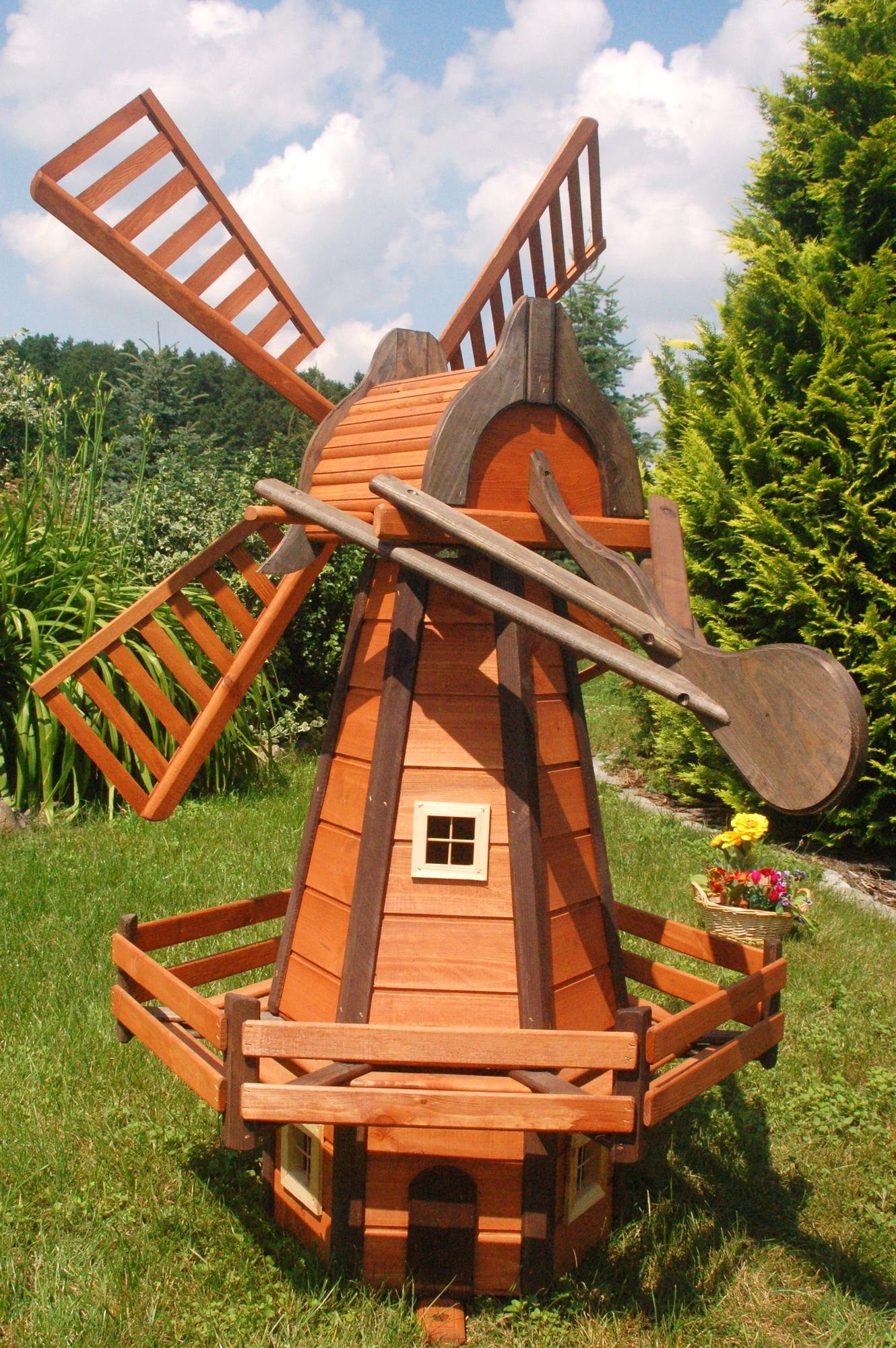 DSH DEKO SHOP HANNUSCH Gartenfigur Garten-Windmühle aus Holz – Höhe 1,65 Me günstig online kaufen