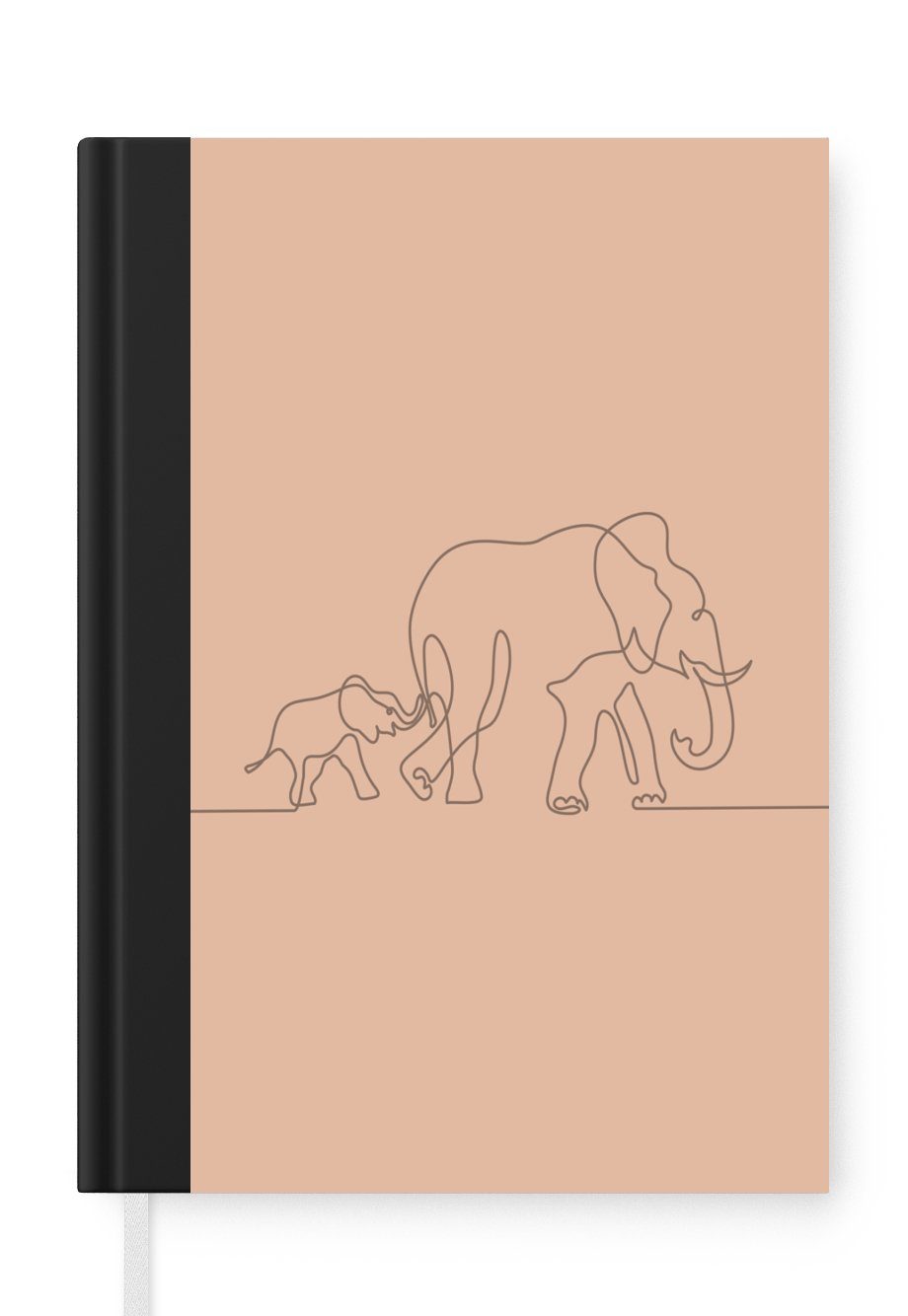 MuchoWow Notizbuch Elefant - Einfach - Linie, Journal, Merkzettel, Tagebuch, Notizheft, A5, 98 Seiten, Haushaltsbuch