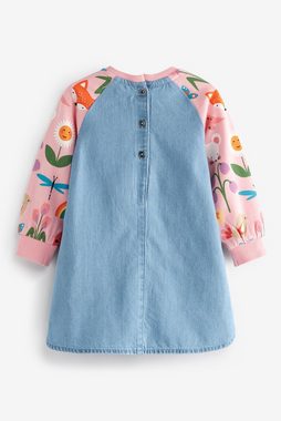 Next Jeanskleid Denimkleid mit Raglanärmeln und Regenbogen (1-tlg)