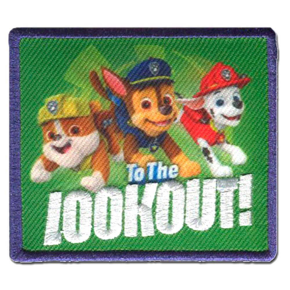 PAW PATROL Aufnäher Bügelbild, Aufbügler, Applikationen, Patches, Flicken, zum aufbügeln, Polyester, Paw Patrol TO THE LOOKOUT - Größe: 6 x 7 cm