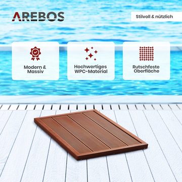 Arebos Solardusche 35L & Bodenelement, Pooldusche für den Garten, Inkl. Abdeckhaube (Set, Solardusche + Bodenelement Holzoptik + Inkl. Abdeckhaube)