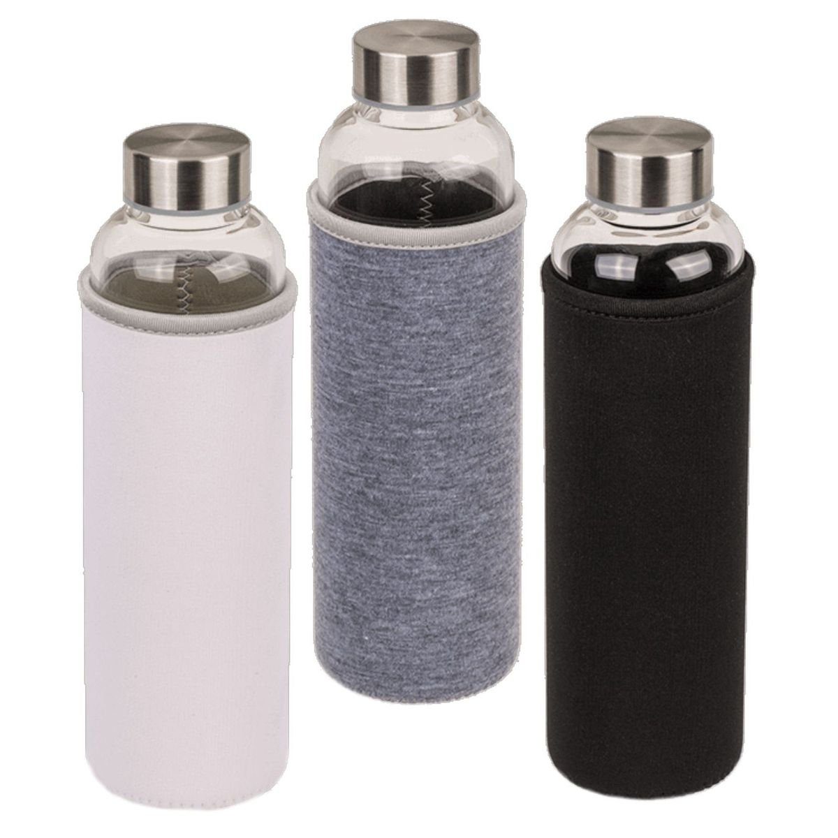 Marabellas Trinkflasche Farben in mit Borosilikatglas 3 Schutzhülle ca. Schwarz ml Trinkflasche 550 Überzug, mit aus Shop