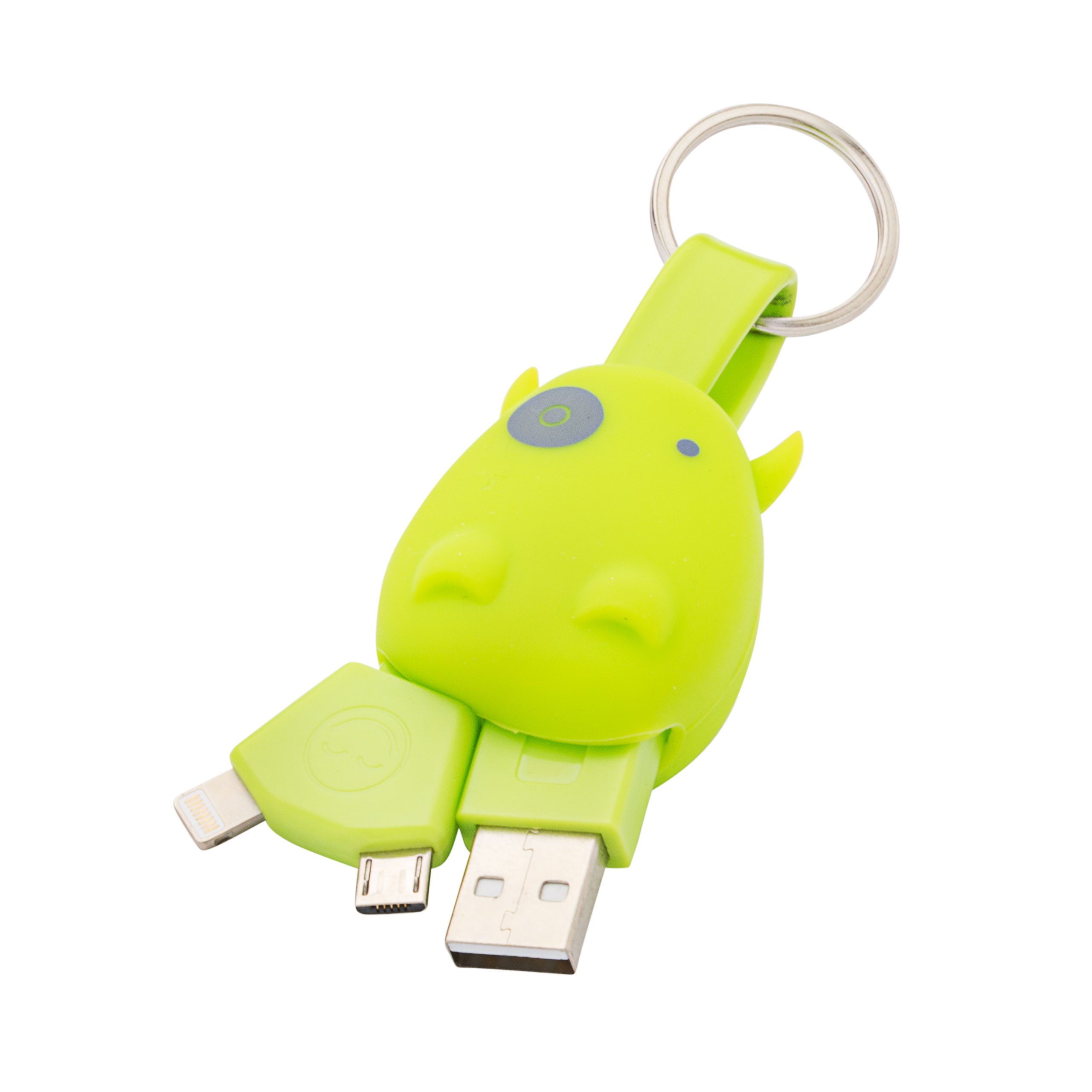 Munkees Schlüsselanhänger Mobiles USB-Ladekabel mit Lightning & Micro-USB Grün