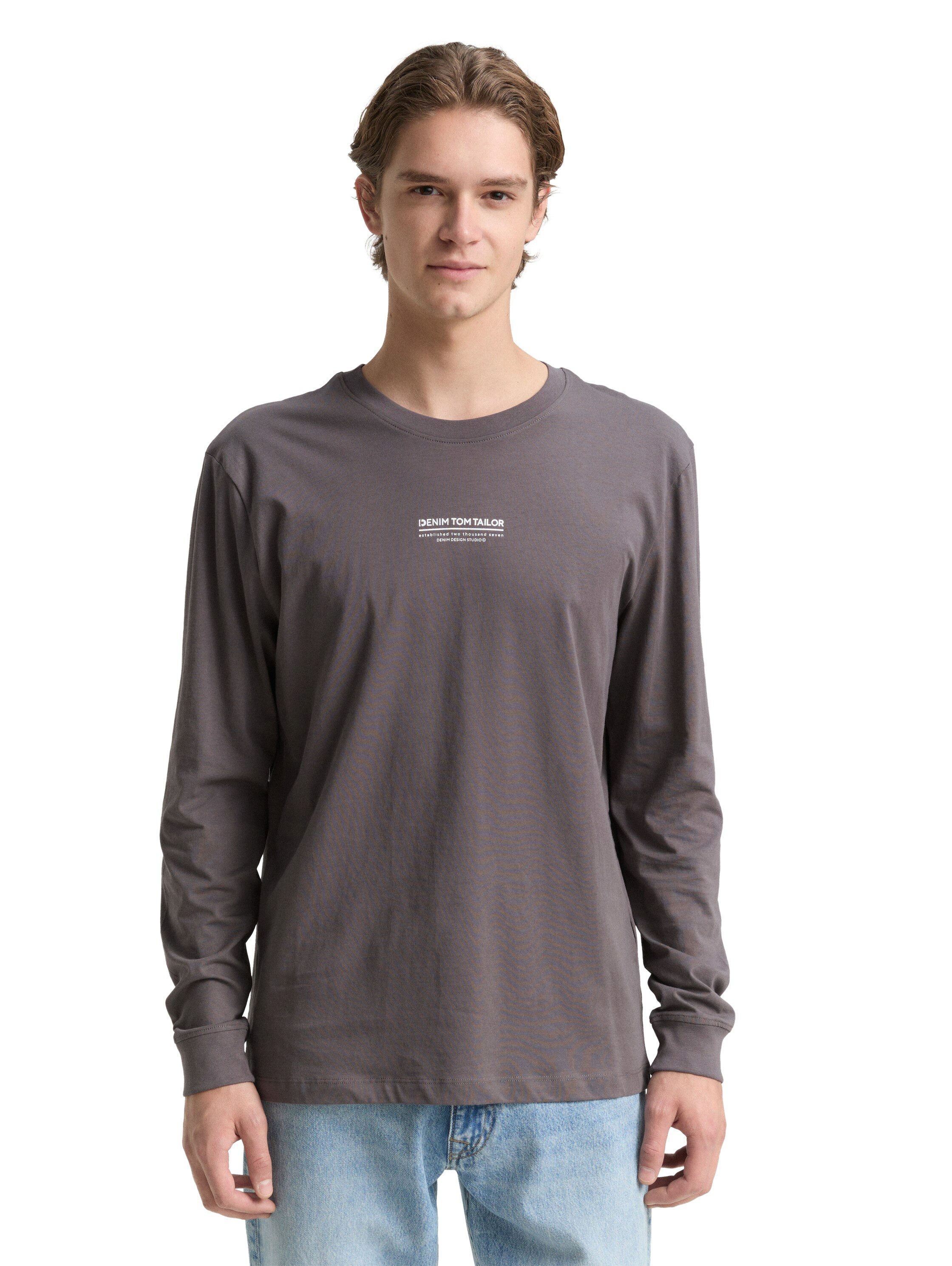 TOM TAILOR Denim Rundhalsshirt mit Schriftzug
