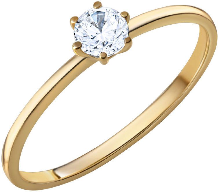 Firetti Fingerring Schmuck Geschenk Gold 375 Fingerring Damenring Solitär, mit Zirkonia (synth)