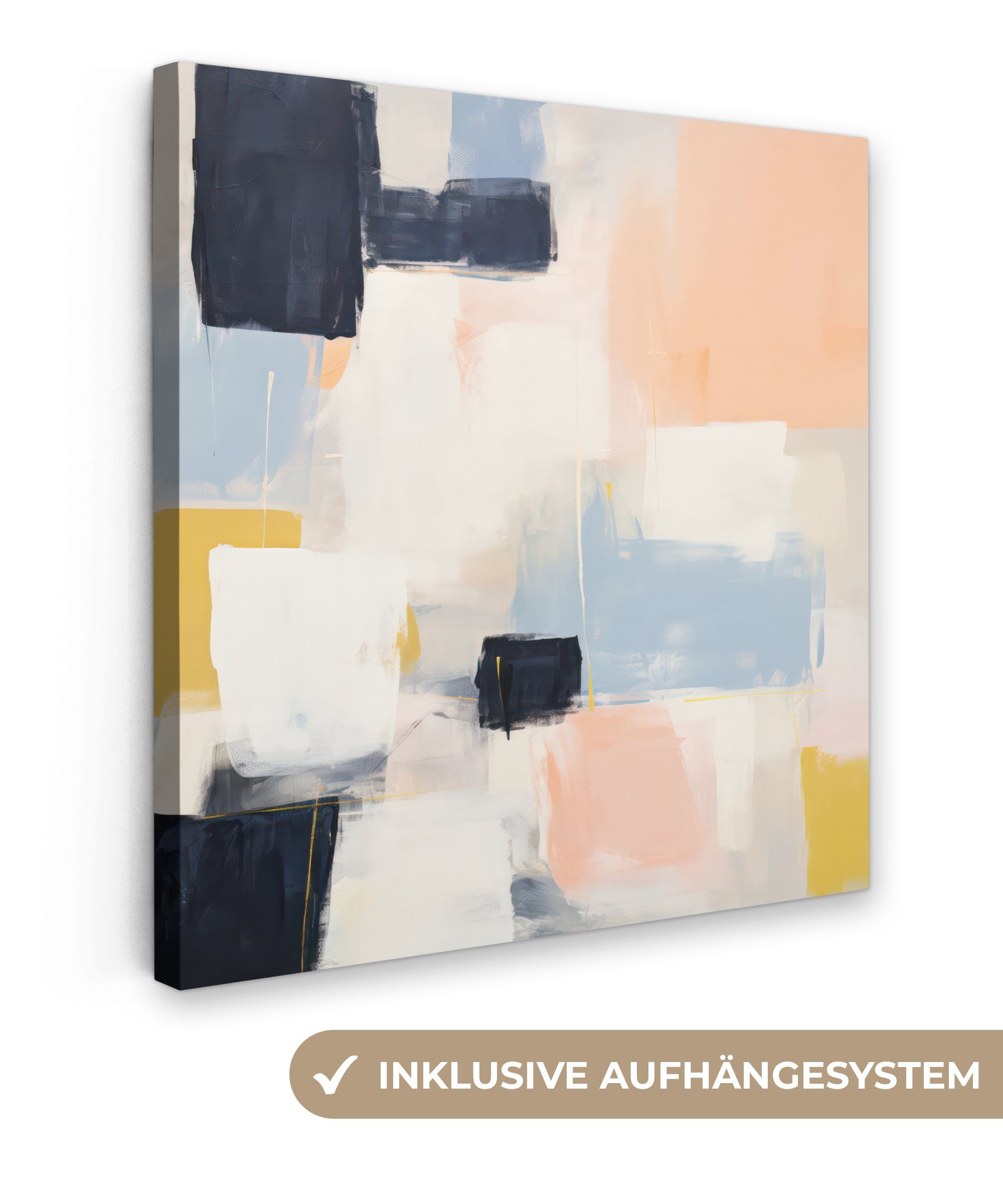 OneMillionCanvasses® Leinwandbild Kunst - - für 20x20 cm Modern, (1 Schlafzimmer, St), Leinwand Wohnzimmer Bilder Abstrakt - Weiß