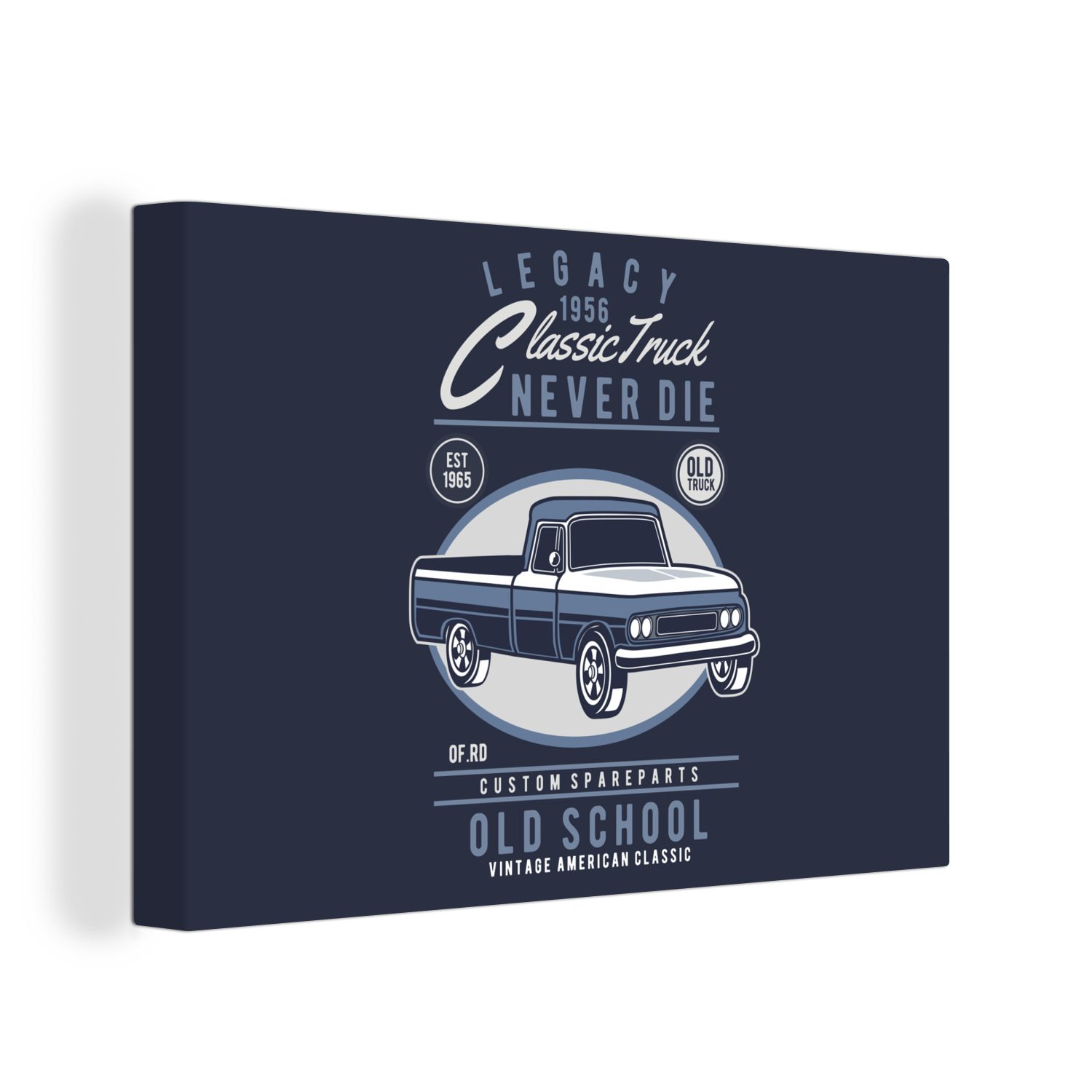 OneMillionCanvasses® Leinwandbild Autos - Blau - Retro, (1 St), Wandbild Leinwandbilder, Aufhängefertig, Wanddeko, 30x20 cm