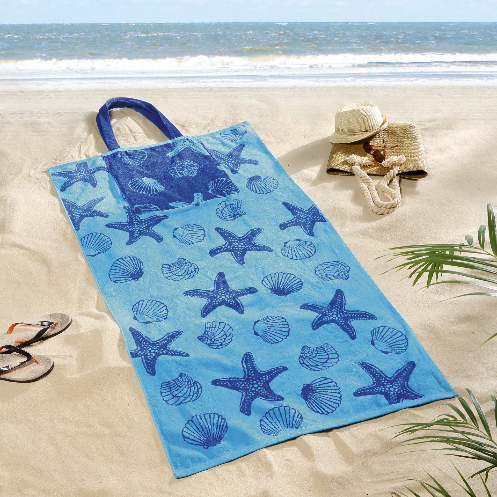 Delindo Lifestyle Strandtuch Strandtuch mit Schultertasche, günstig online kaufen